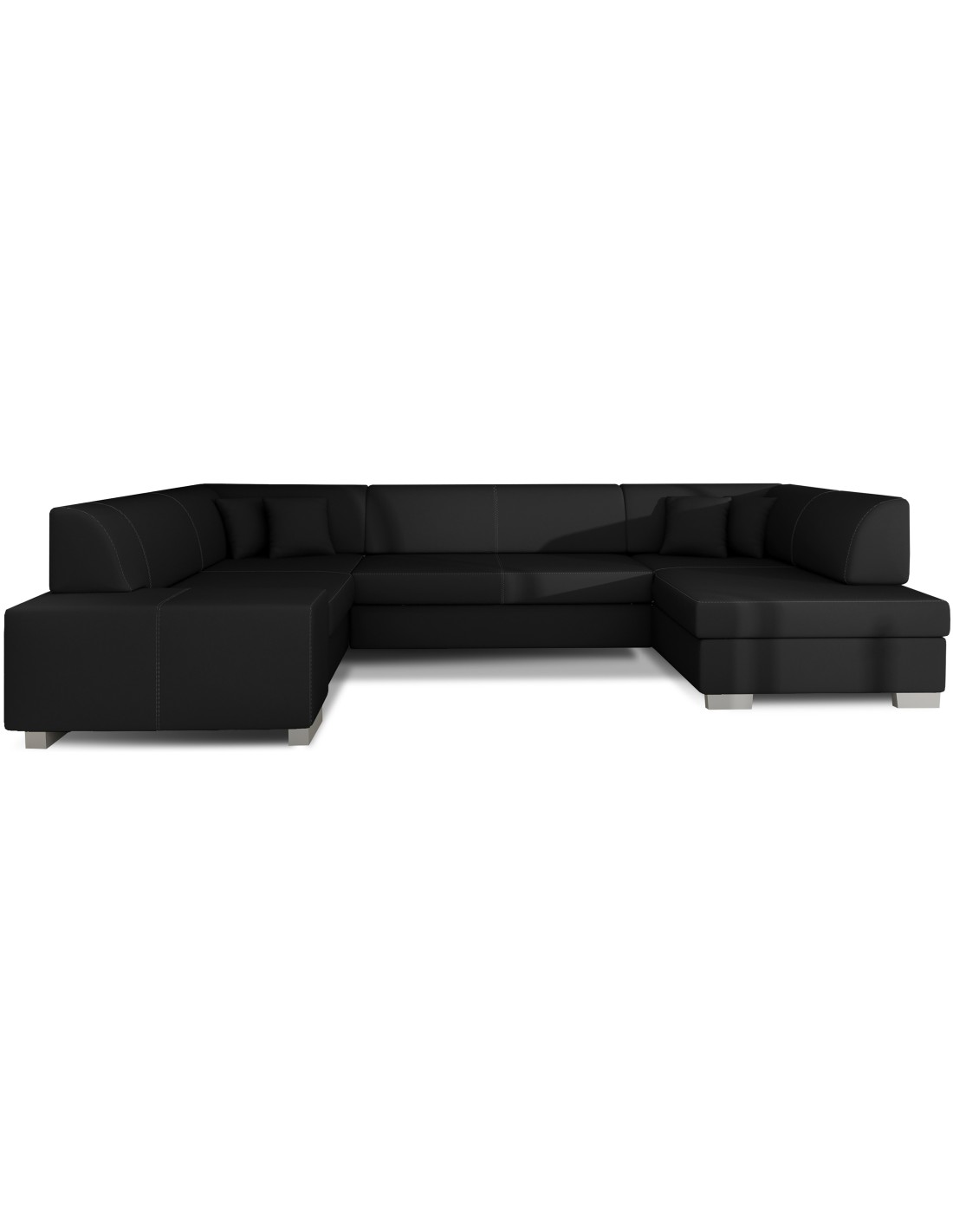 Canapé Panoramique En U Noir Convertible 6 Places Havane Grand Format Familial