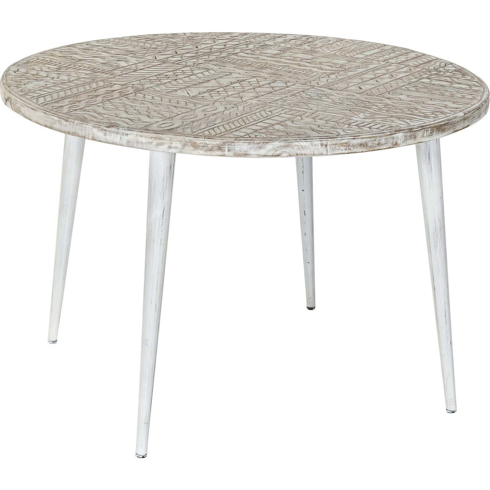 Table Basse Élégance Bois Blanc Et Métal Doré - Blanc Vieilli Avec Touches Dorées