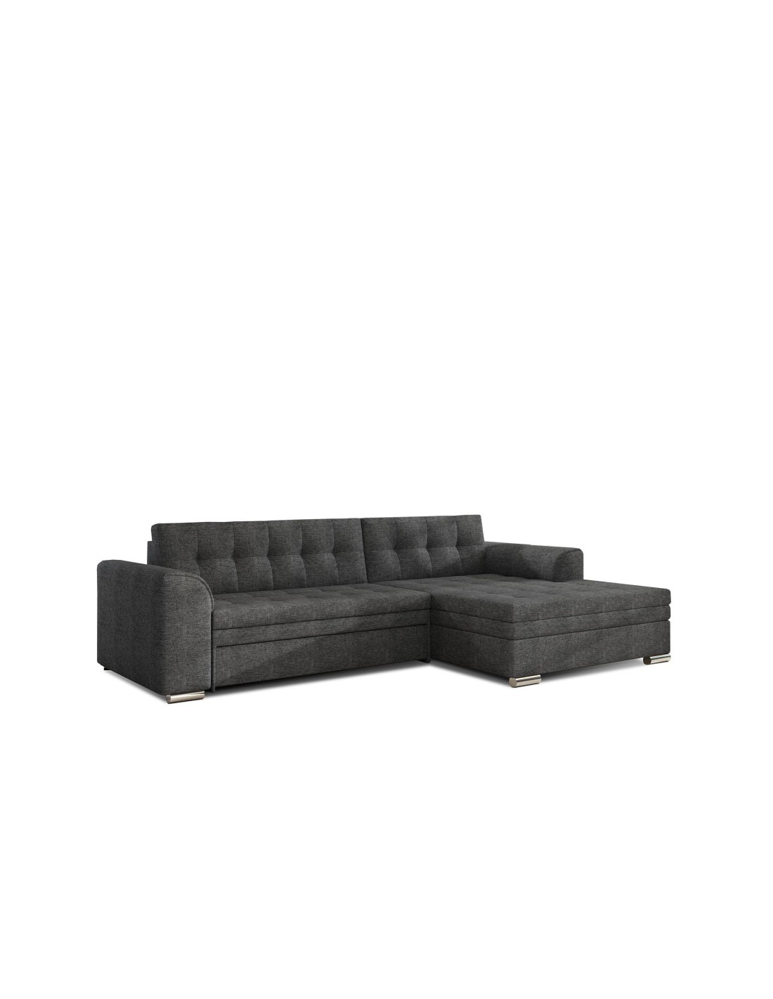 Canapé D'Angle Convertible Conforto 4 Places Gris Foncé - Angle Droit