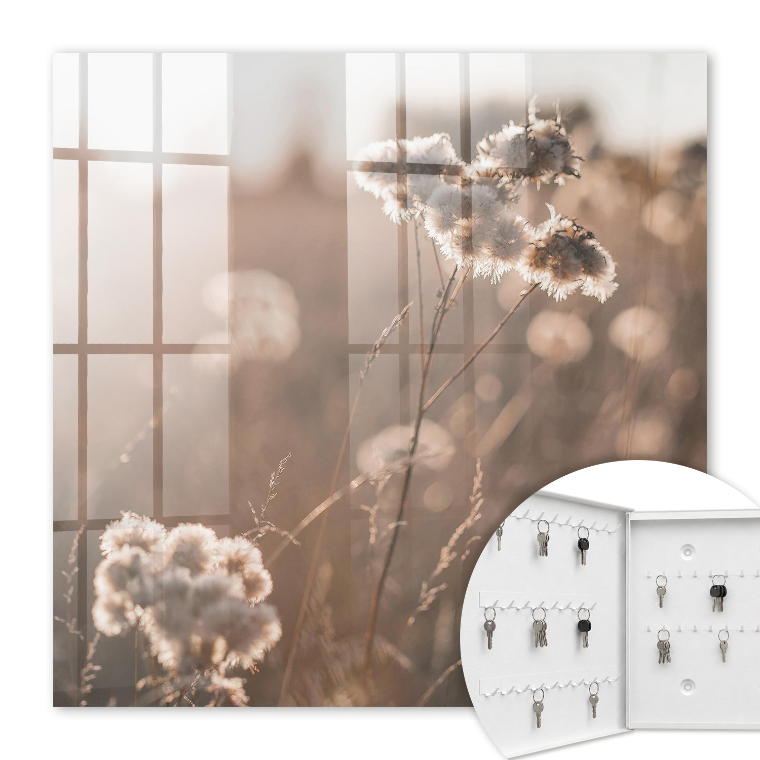 Armoire À Clés - (30 Cm X 30 Cm) - Boîte À Clés Murale - Coffret De Rangement Pour Clés - Couleur Blanche - Ouverture Vers La Gauche - Pour Maison Et Bureau - Légèreté Naturelle