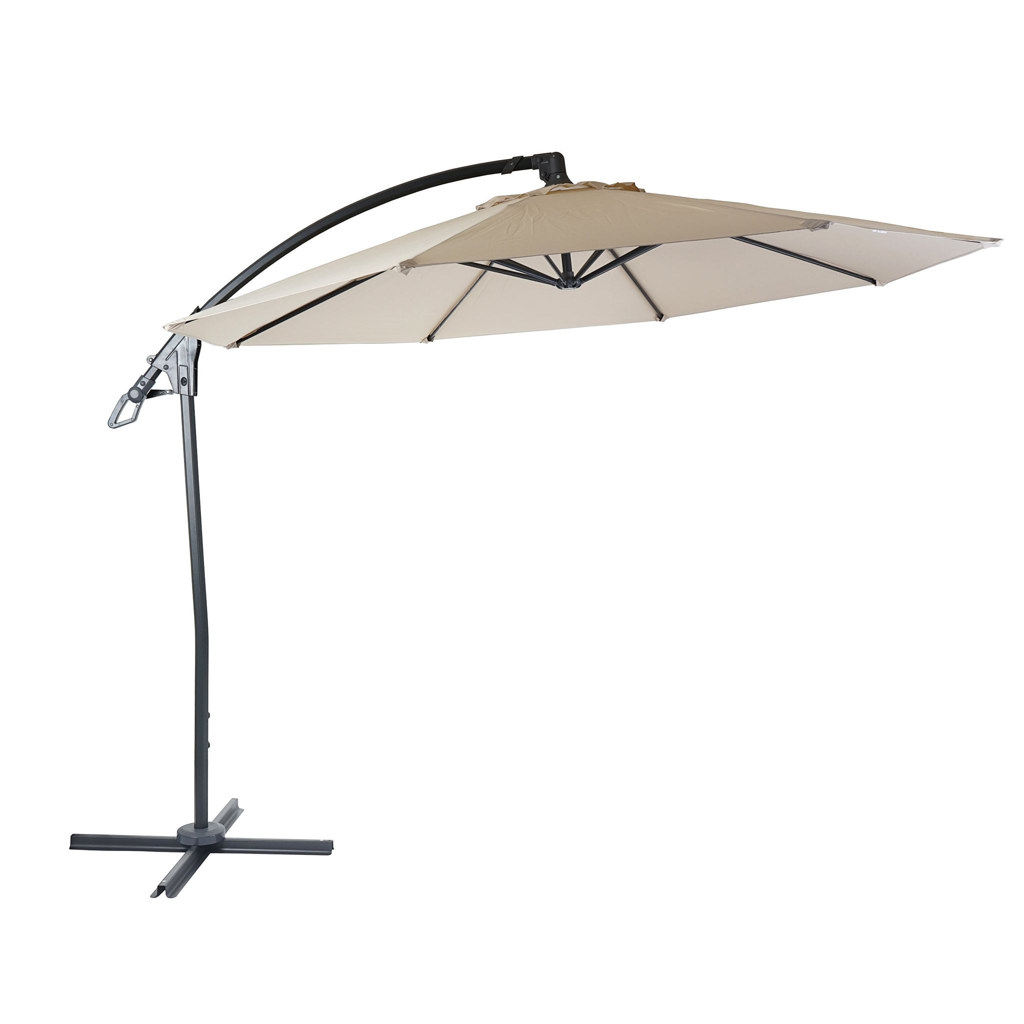 Parasol Déporté Rond Ø 3 M Aluminium / Acier Et Polyester Crème-blanc Sans Pied 04_0007914