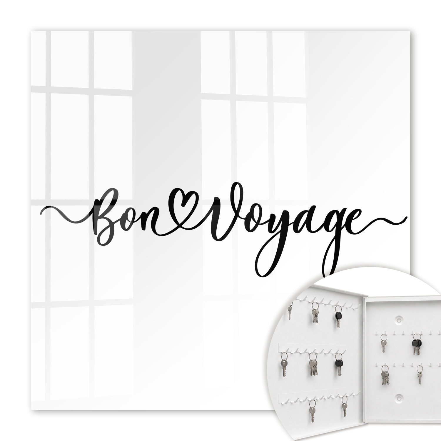 Armoire À Clés - (30 Cm X 30 Cm) - Boîte À Clés Murale - Coffret De Rangement Pour Clés - Couleur Blanche - Ouverture Vers La Gauche - Pour Maison Et Bureau - Voyage Du Cœur