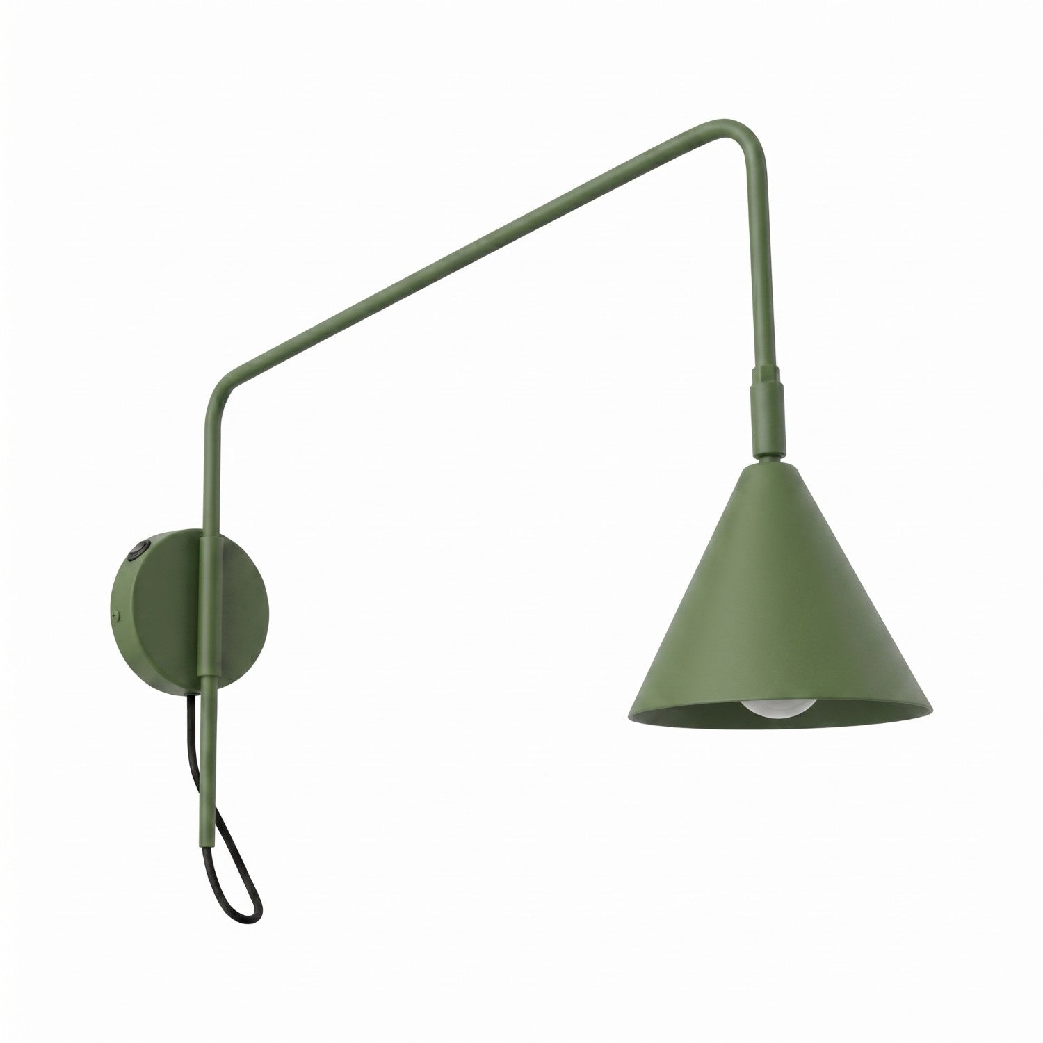 Applique Murale Moderne Vert Olive À Abat-jour Conique Sur Bras, Interrupteur, 1xe14 10w Nox Sollux Lighting