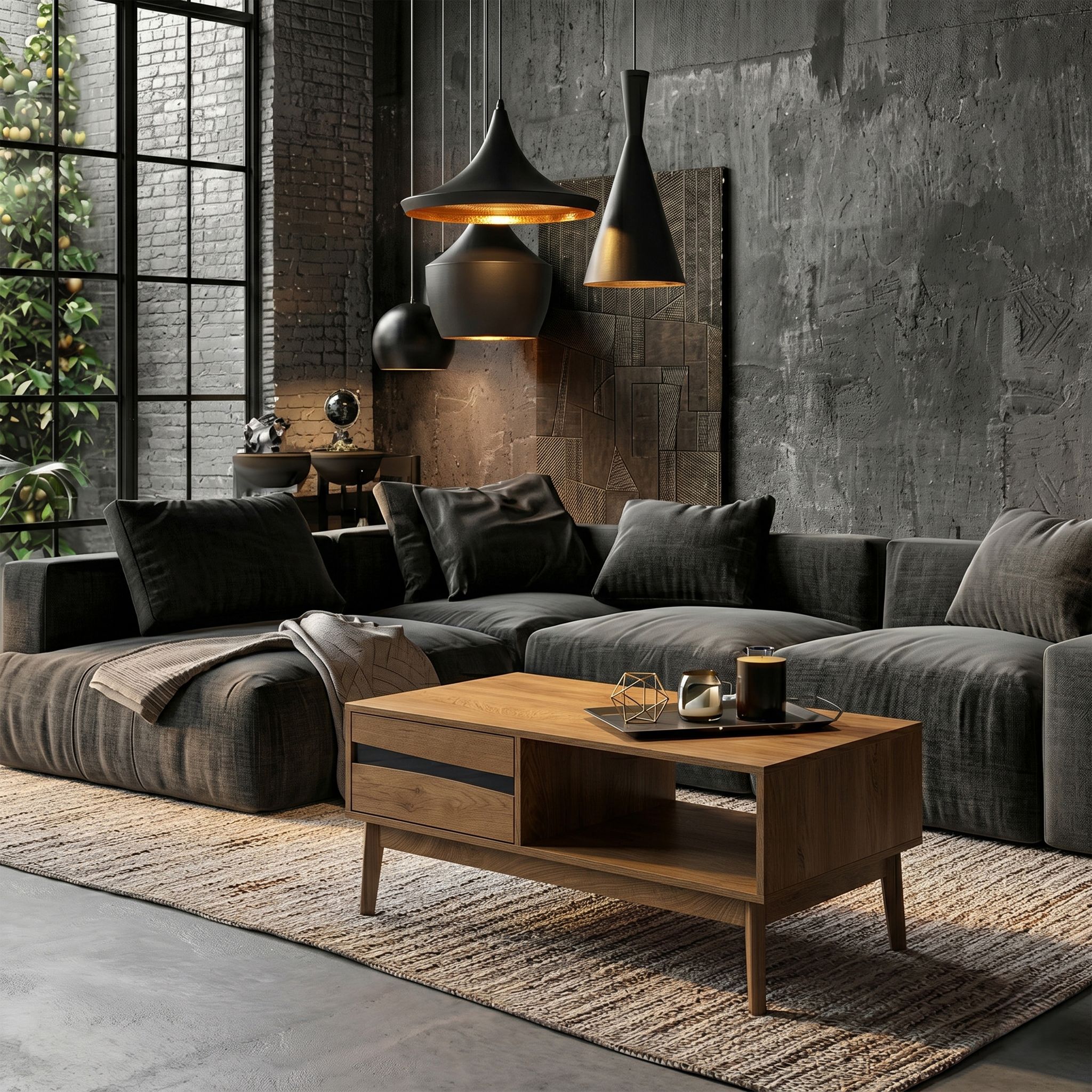 Table Basse - Home Deco Factory - Forest - Pratique - Chaleureuse - Marron Et Noir