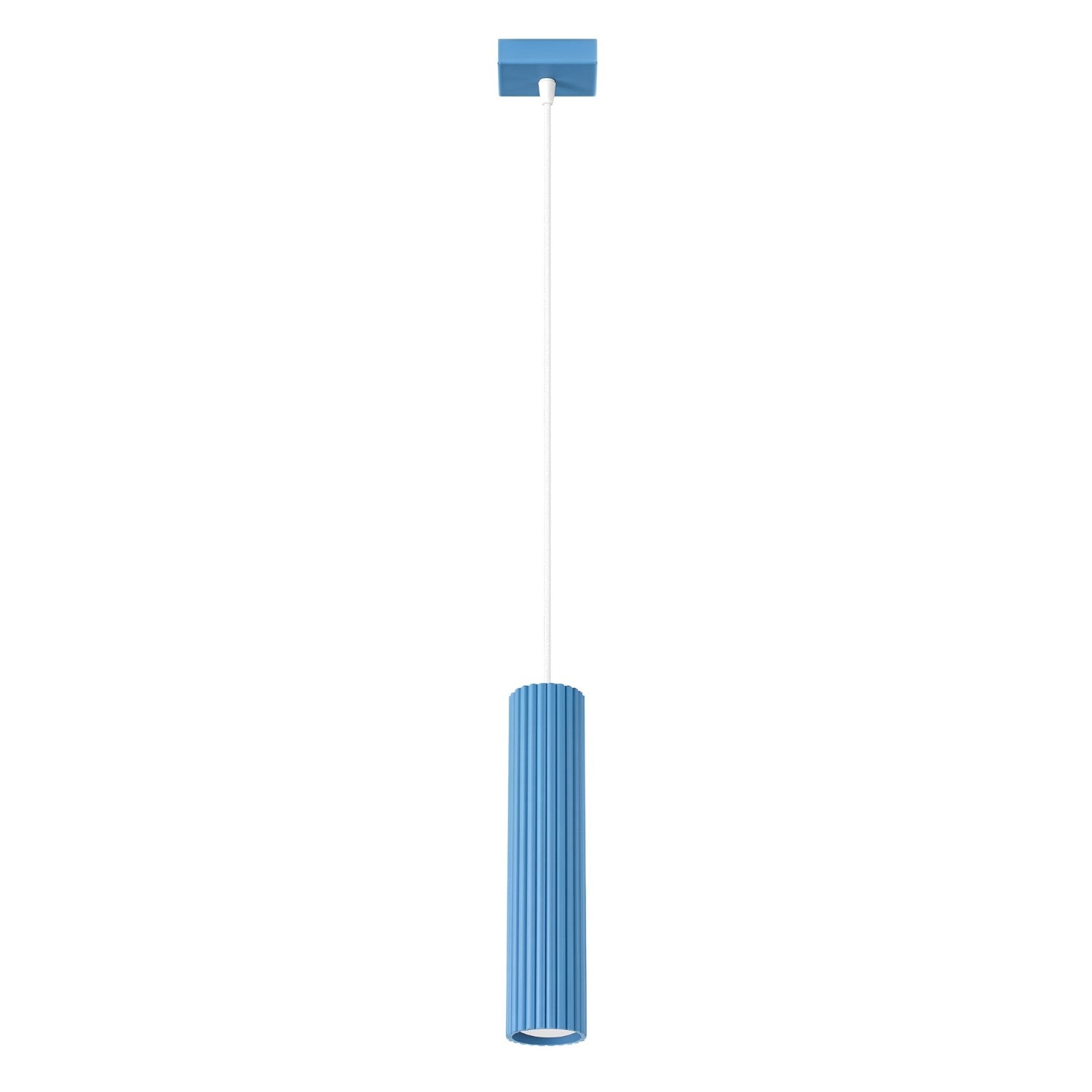 Suspension Moderne Tube Nervuré Bleu 1x Gu10 10 W Karbon Sollux Lighting