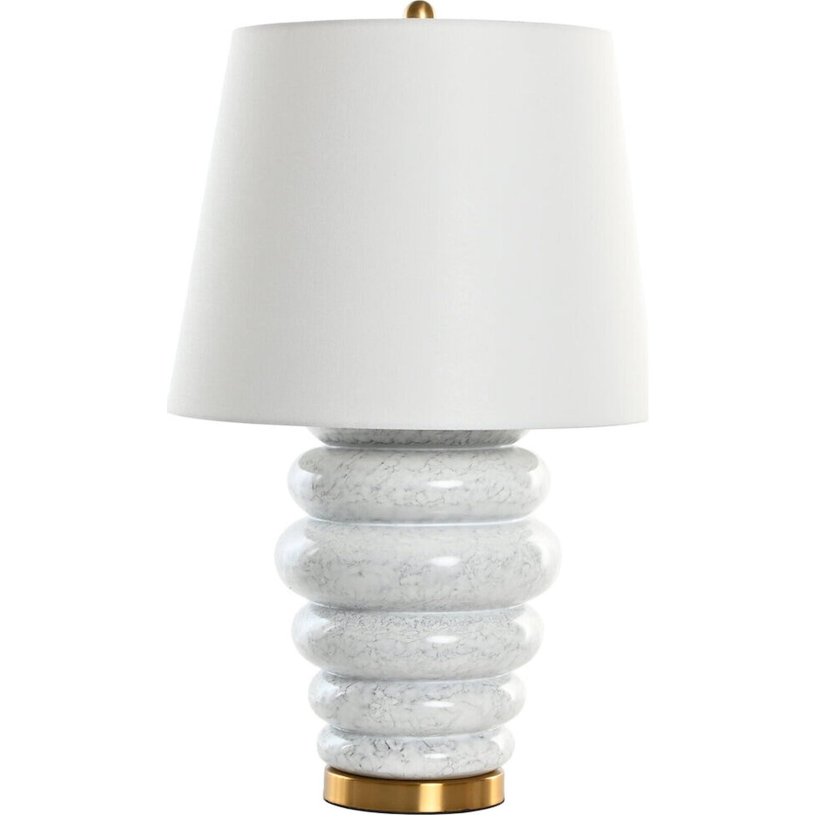 Lampe De Table Élégante En Céramique Et Coton Blanc - Blanc Avec Accents Dorés