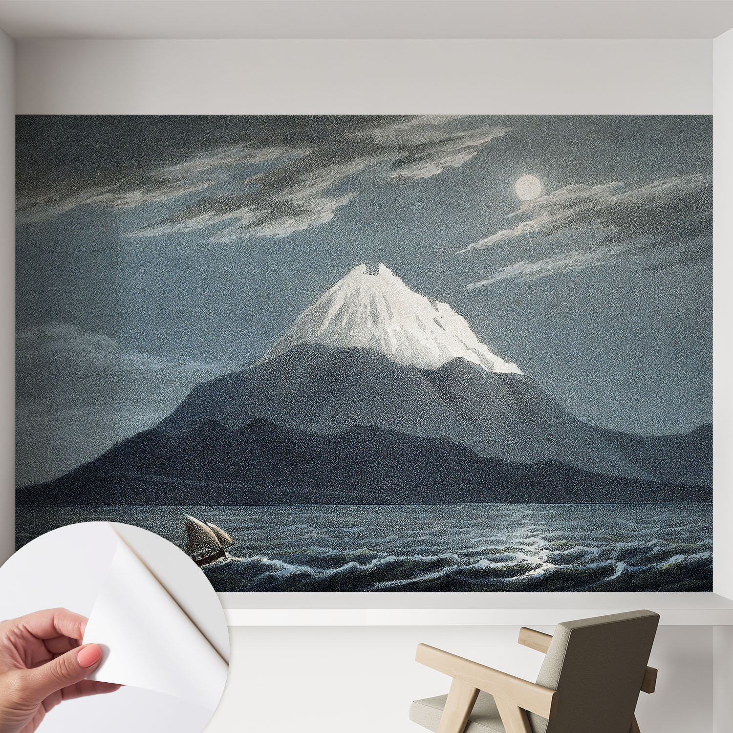 Papier Peint Adhésif Décoratif Pour Salon Chambre Et Cuisine Facile À Poser Avec Colle Nuit De Pleine Lune 152x104 Cm