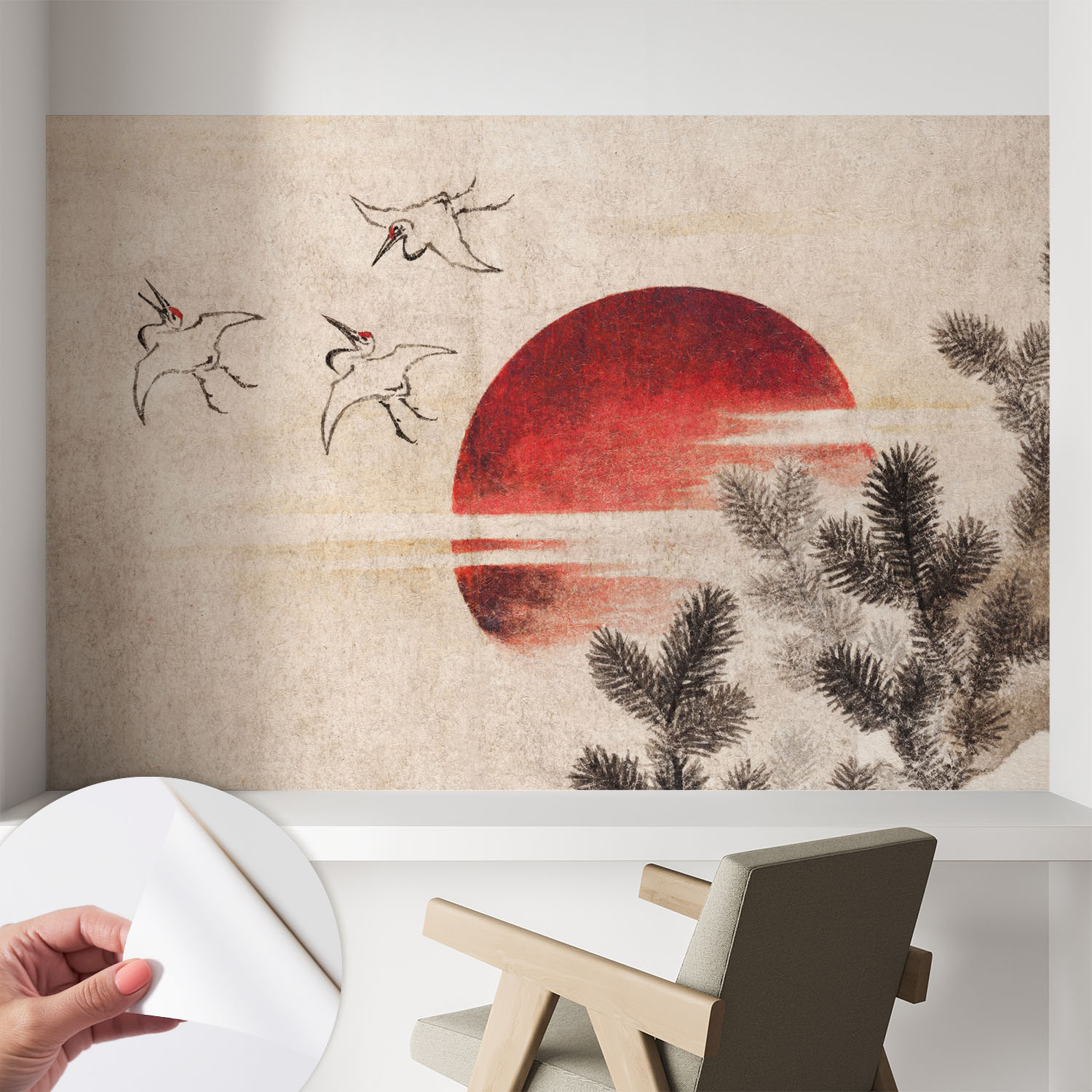 Papier Peint Adhésif Décoratif Avec Colle Pour Salon Chambre Et Bureau Installation Rapide Lever De Soleil Dans La Forêt 104x70 Cm