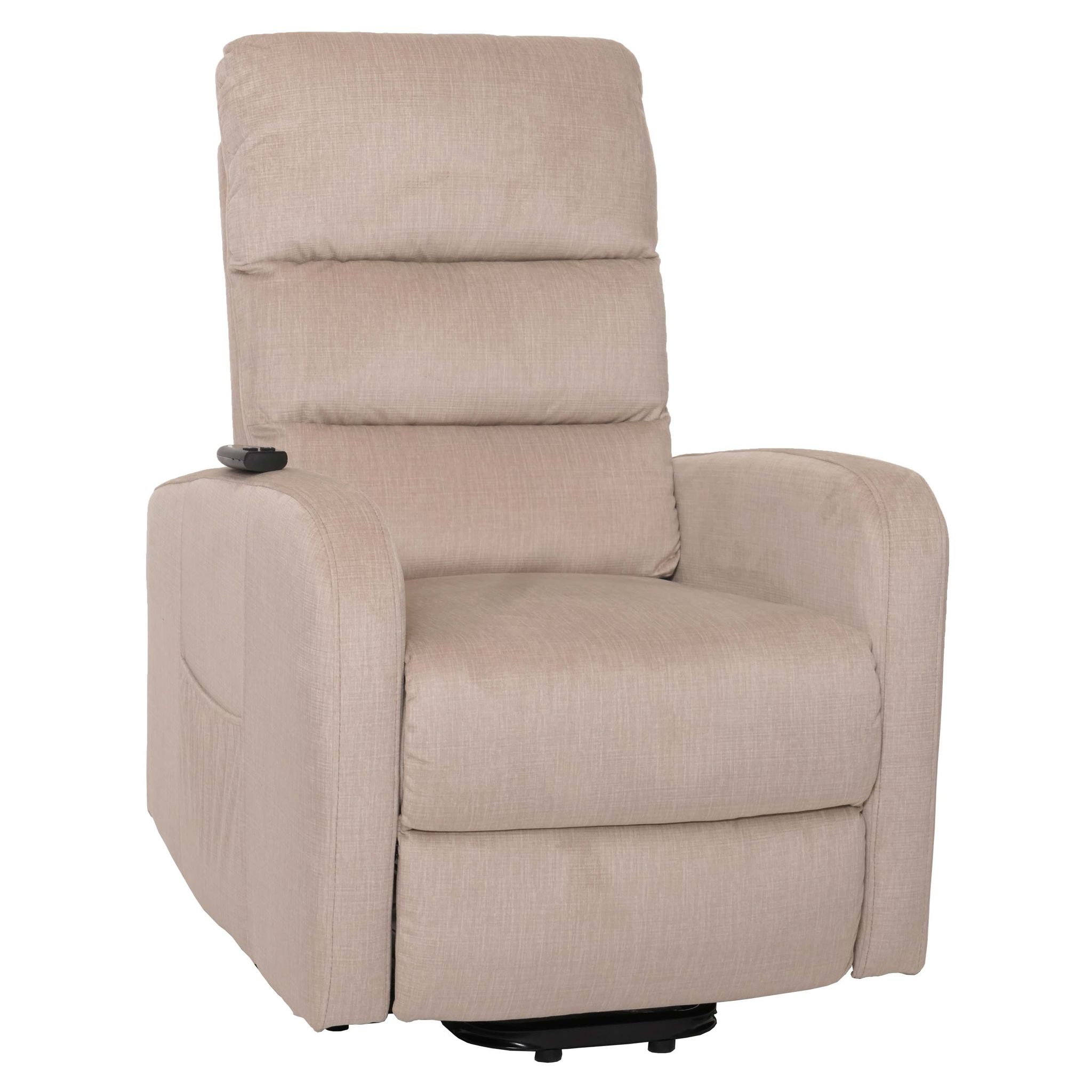 Fauteuil Releveur Électrique Relax En Tissu Chenille Crème Avec Fonction Allongée Et Télécommande 040010040