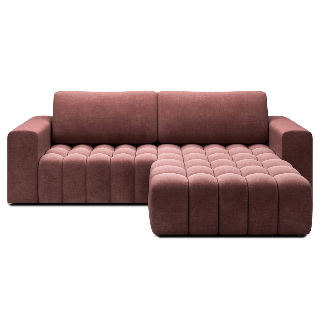 Canapé D'Angle Convertible Dory Rose 250 Cm Avec Coffre De Rangement Angle Droit