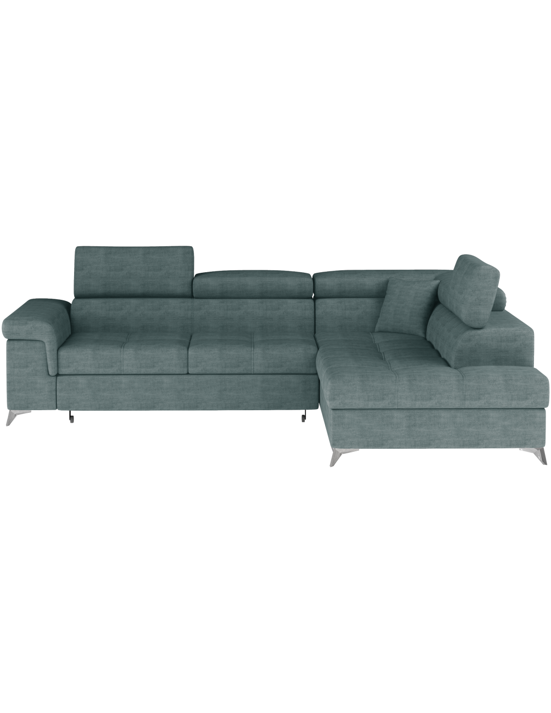 Canapé D'Angle Convertible Palazzo 4 Places Vert Bleu - Angle Droit Avec Coffre