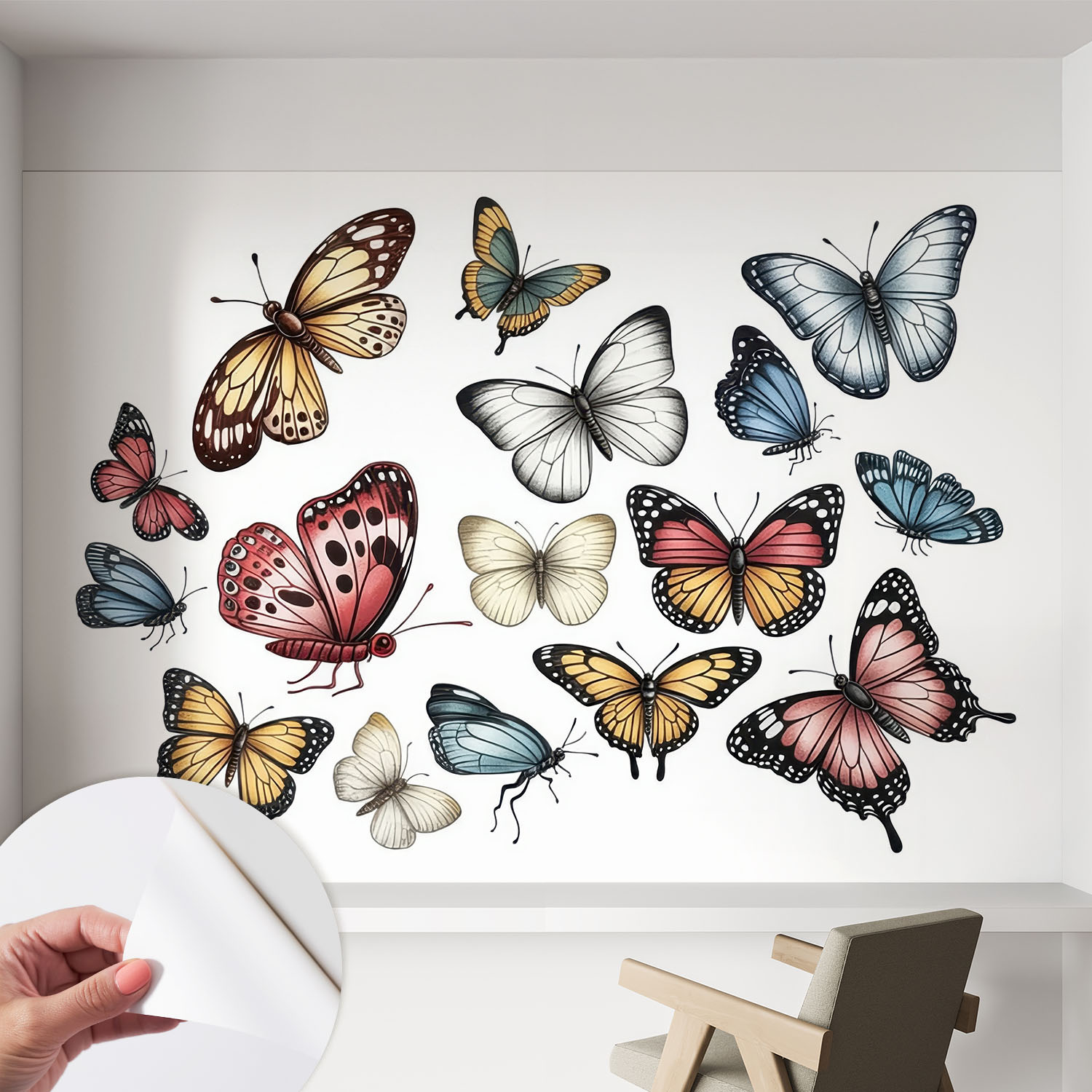 Papier Peint Autocollant Avec Imprimé Pour Intérieur Moderne Application Facile A Motif Papillons Paradisiaques 152x104 Cm