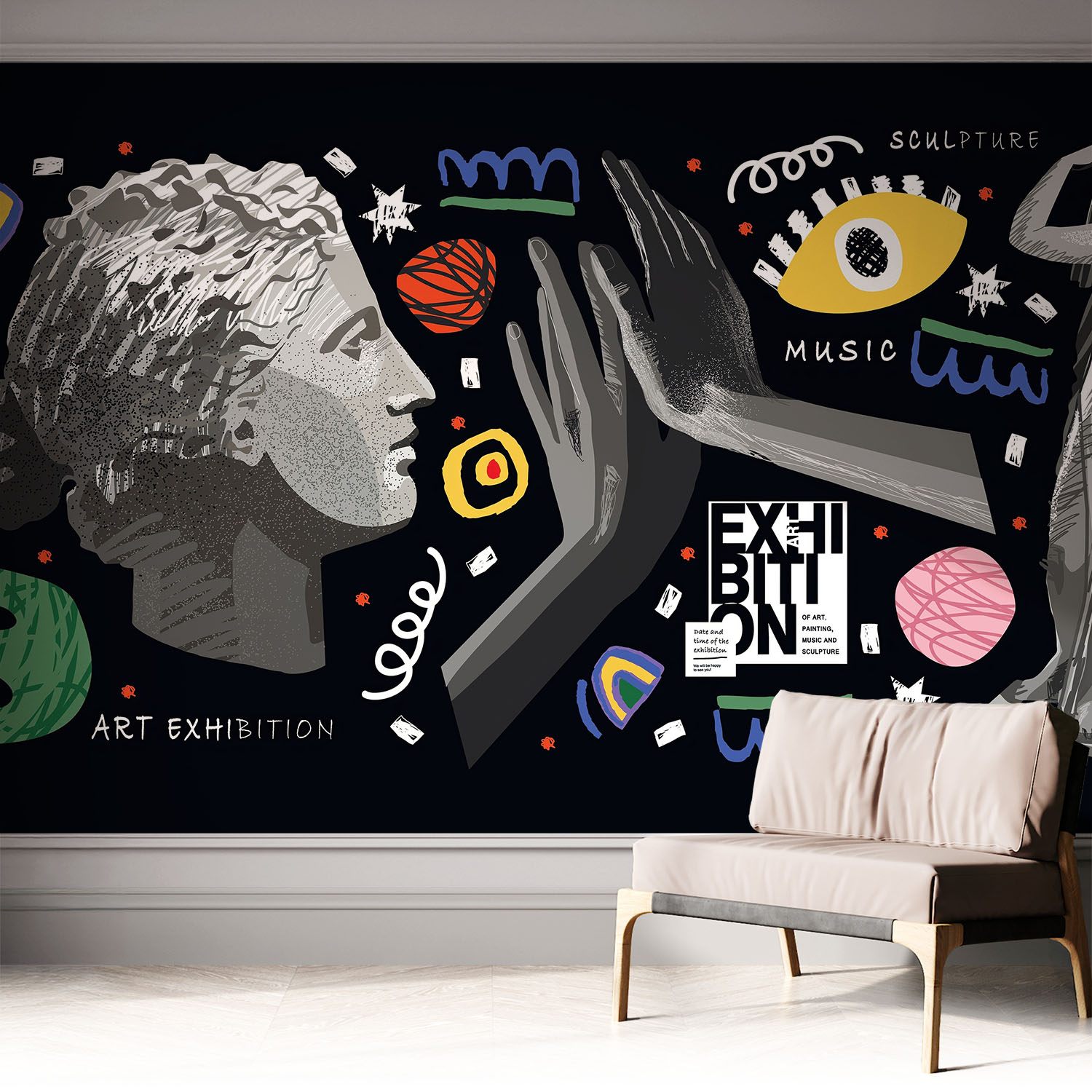 Papier Peint Autocollant Avec Imprimé Pour Intérieur Moderne Application Facile A Motif Exposition Colorée 312x219 Cm
