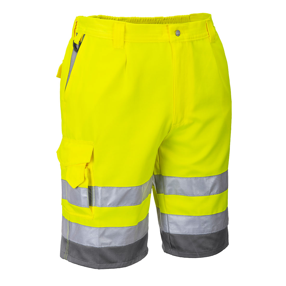 Bermuda Haute Visibilité Hivis Poly-coton Portwest Jaune / Gris M