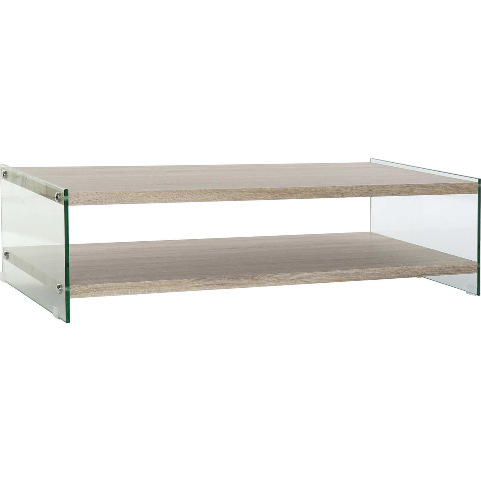 Table Basse Élégance Transparente Et Pratique - Transparent Avec Nuances De Bois