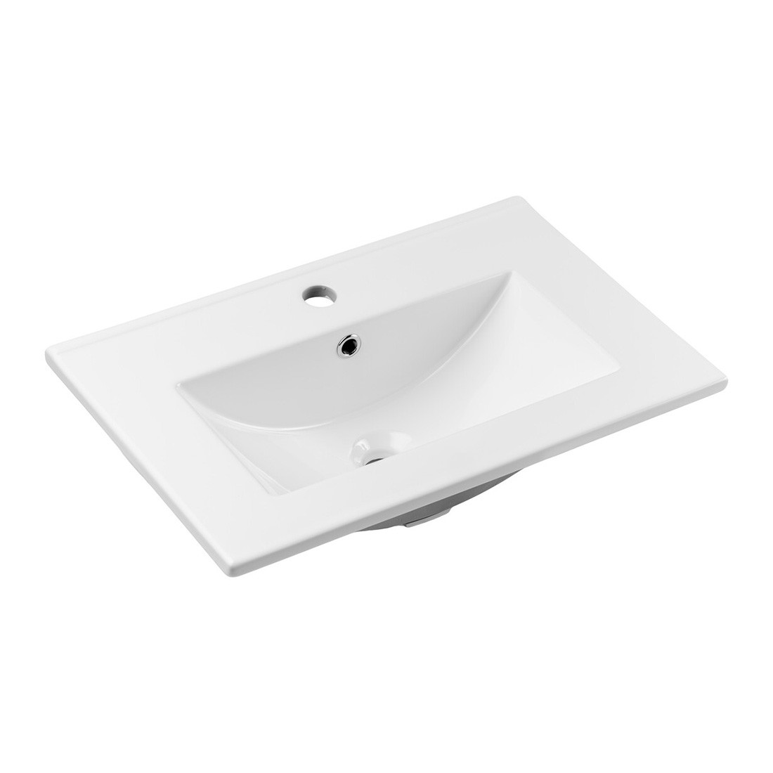 Vasque À Encastrer Flow 60 Cm Céramique Blanc Brillant Design Rectangulaire