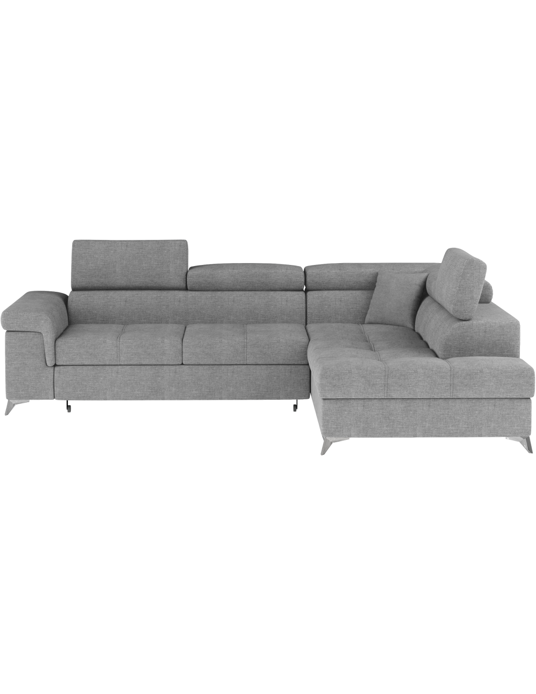 Canapé D'Angle Convertible Palazzo 4 Places Gris Clair - Angle Droit Avec Coffre