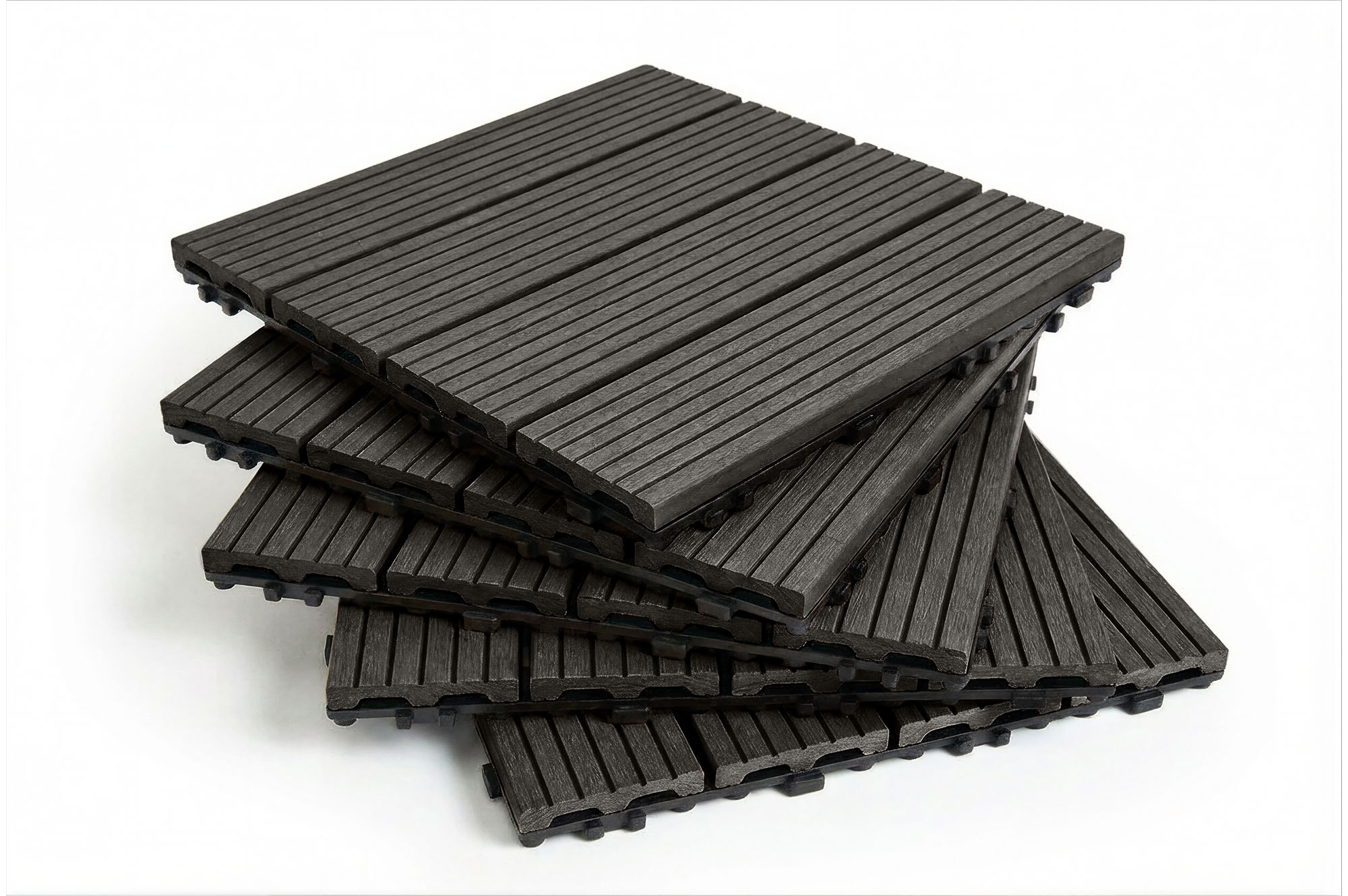 Casanoov Lot De 30 Dalles Clipsables Terrasse En Composite Serra Gris Rainuré 30x30 Cm