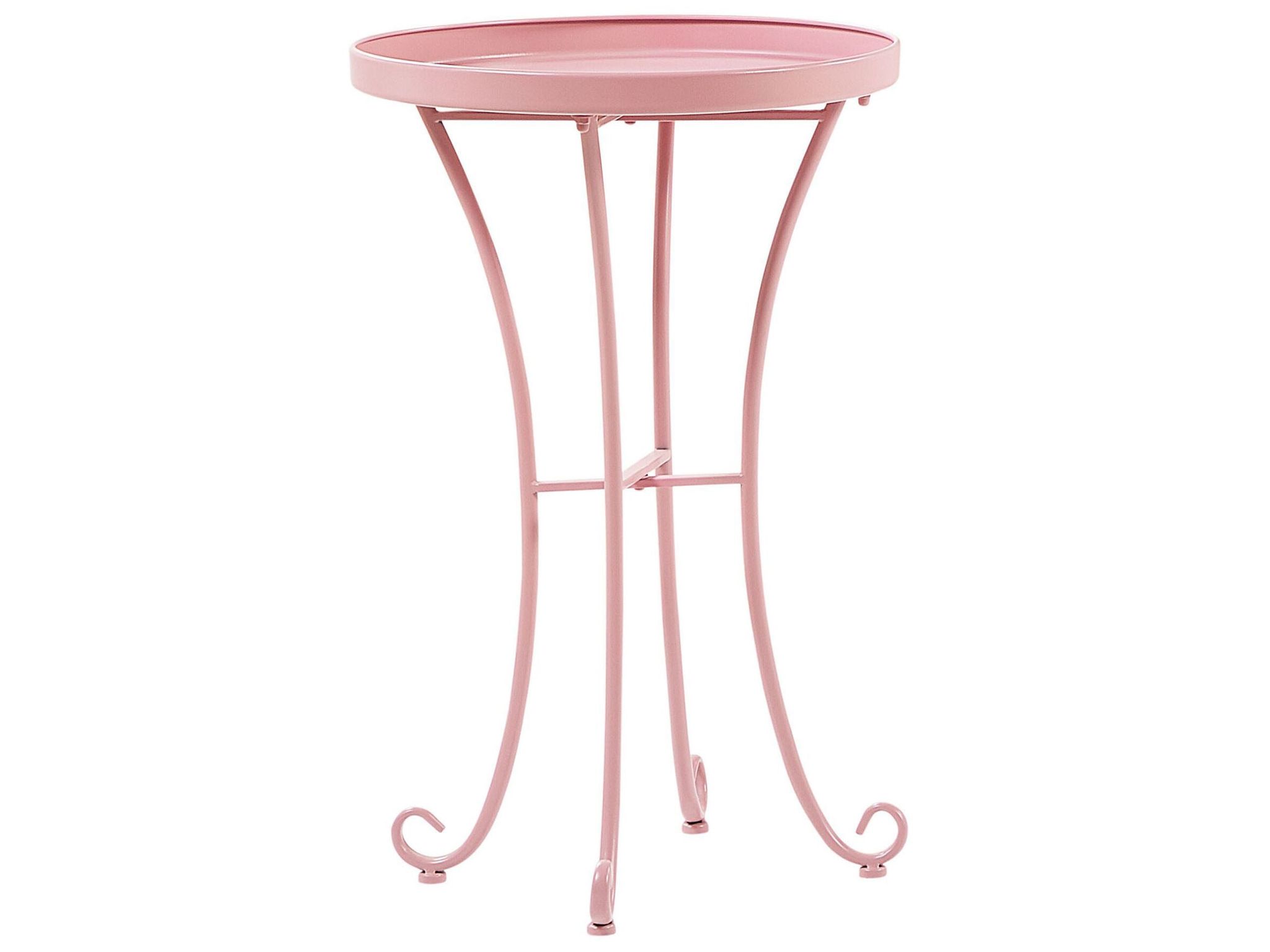 Table D'Appoint Tablette Ronde Pour Jardin Ou Terrasse 40 Cm En Métal Rose Idéael Pour Extérieurs Classiques Romantiques Et Provançales Beliani