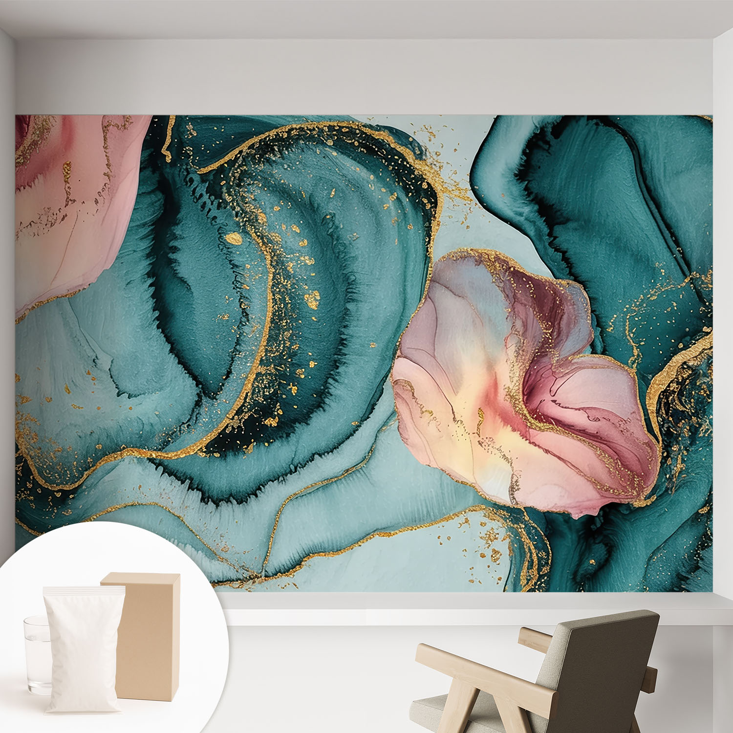 Papier Peint Intissé Pour Salon Chambre À Coucher Peint Imprimé Pour Mur - Colle Incluse Gratuite Vagues Artistiques 152x104 Cm