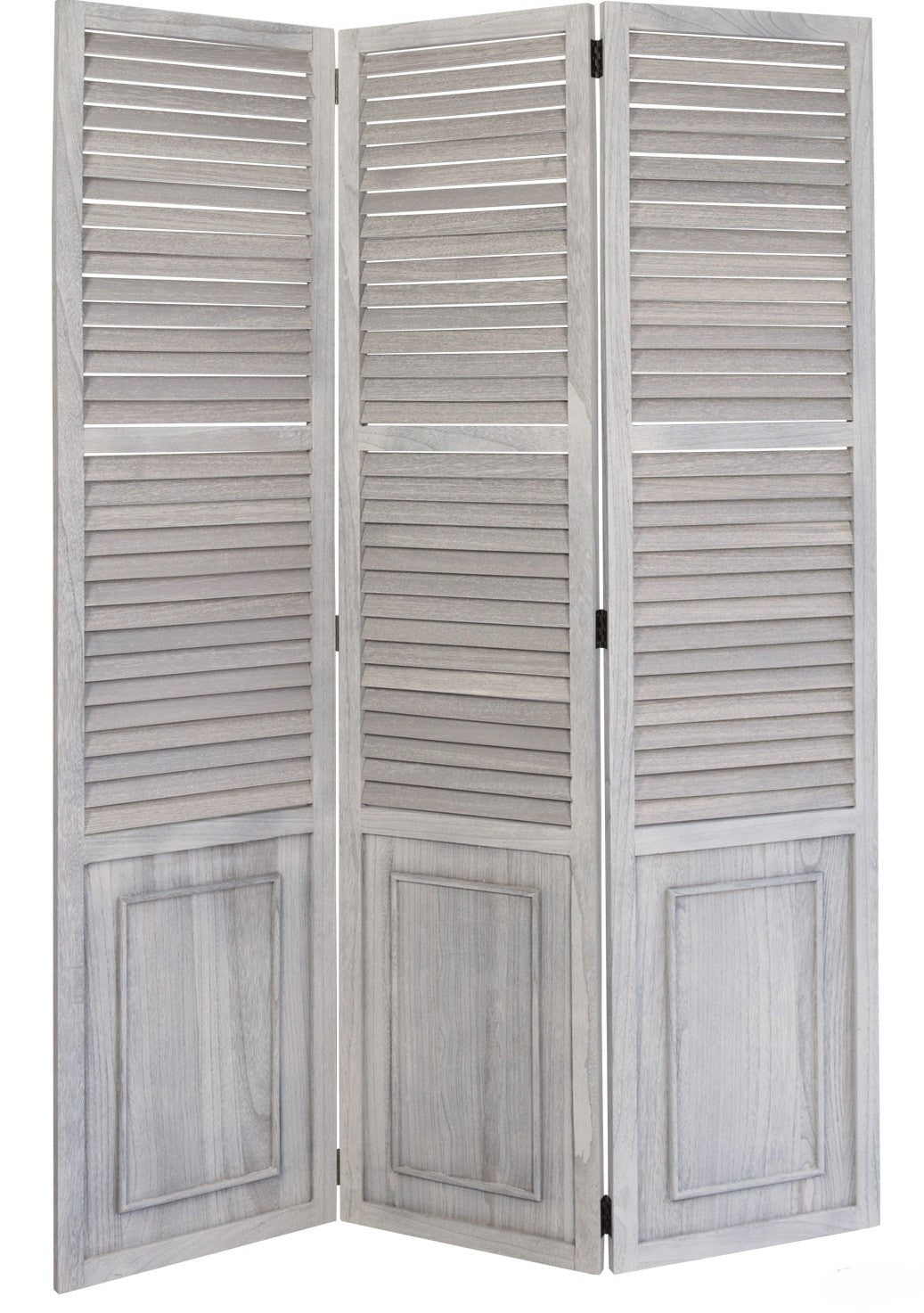 Décoshop26 - Paravent 3 Panneaux Gris En Bois 120x170cm - Pliable - Charnières Bidirectionnelles - Utilisation Intérieure - Par06026