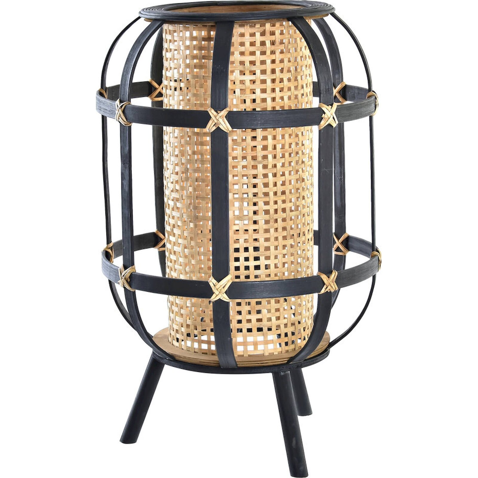 Lampe De Salon Bambou Finition Naturelle Élégante - Bambou Naturel Et Accents Noirs