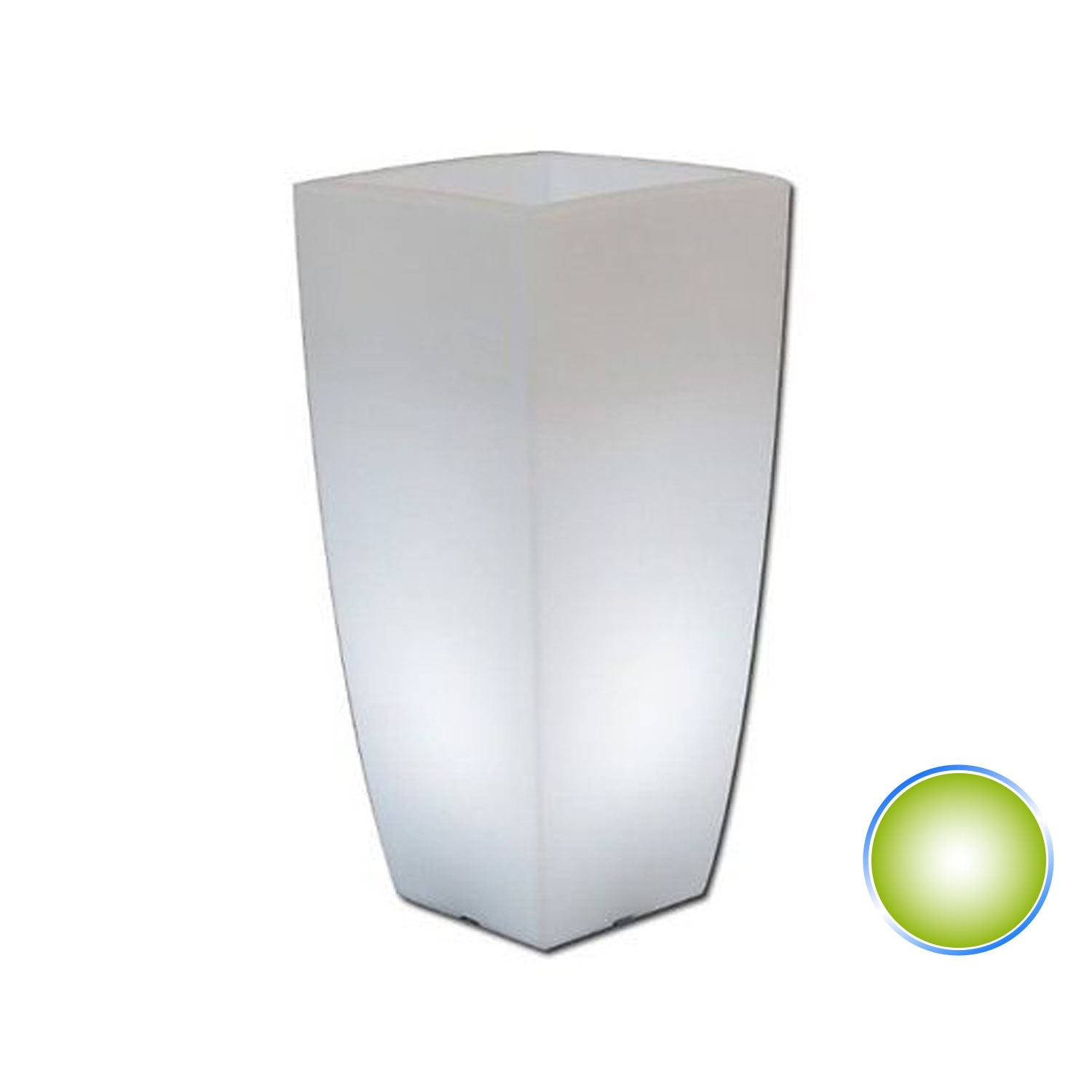 Idralite - Pot Lumineux Carré Mod. Agave 33x33 Cm H 70 Avec Lampe Verte
