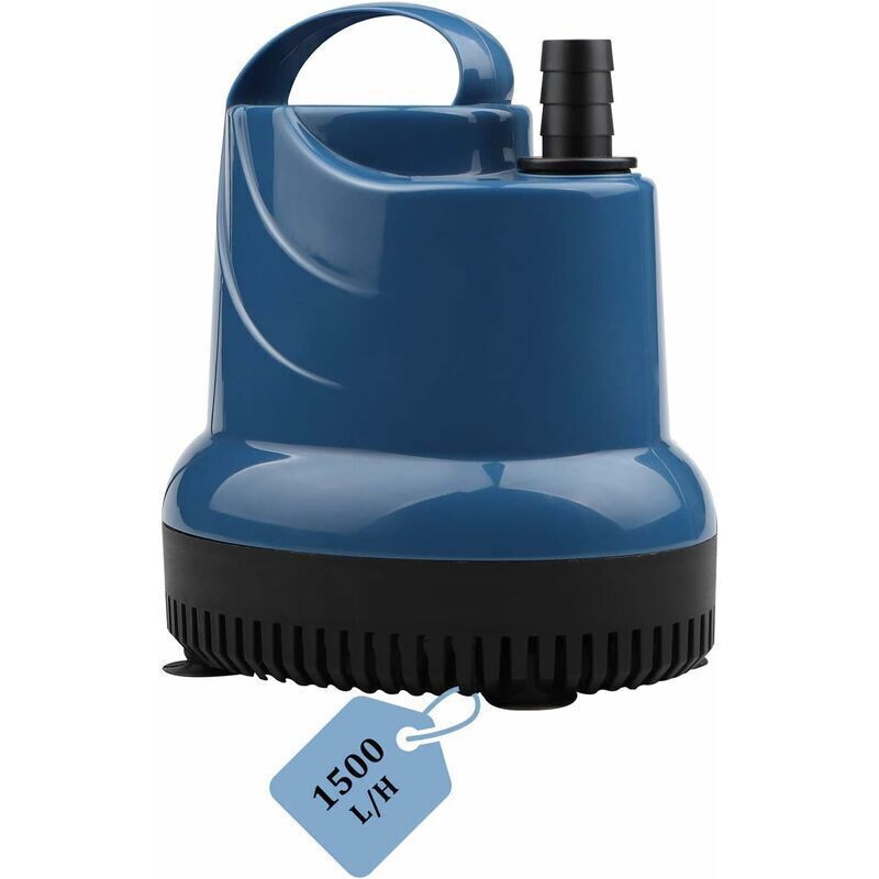 Mini Pompe Submersible 1500l/h 20w - Débit 1500 L/h - Hauteur De Refoulement 1,6 M - Câble 1,8 M - Pour Aquariums Et Fontaines