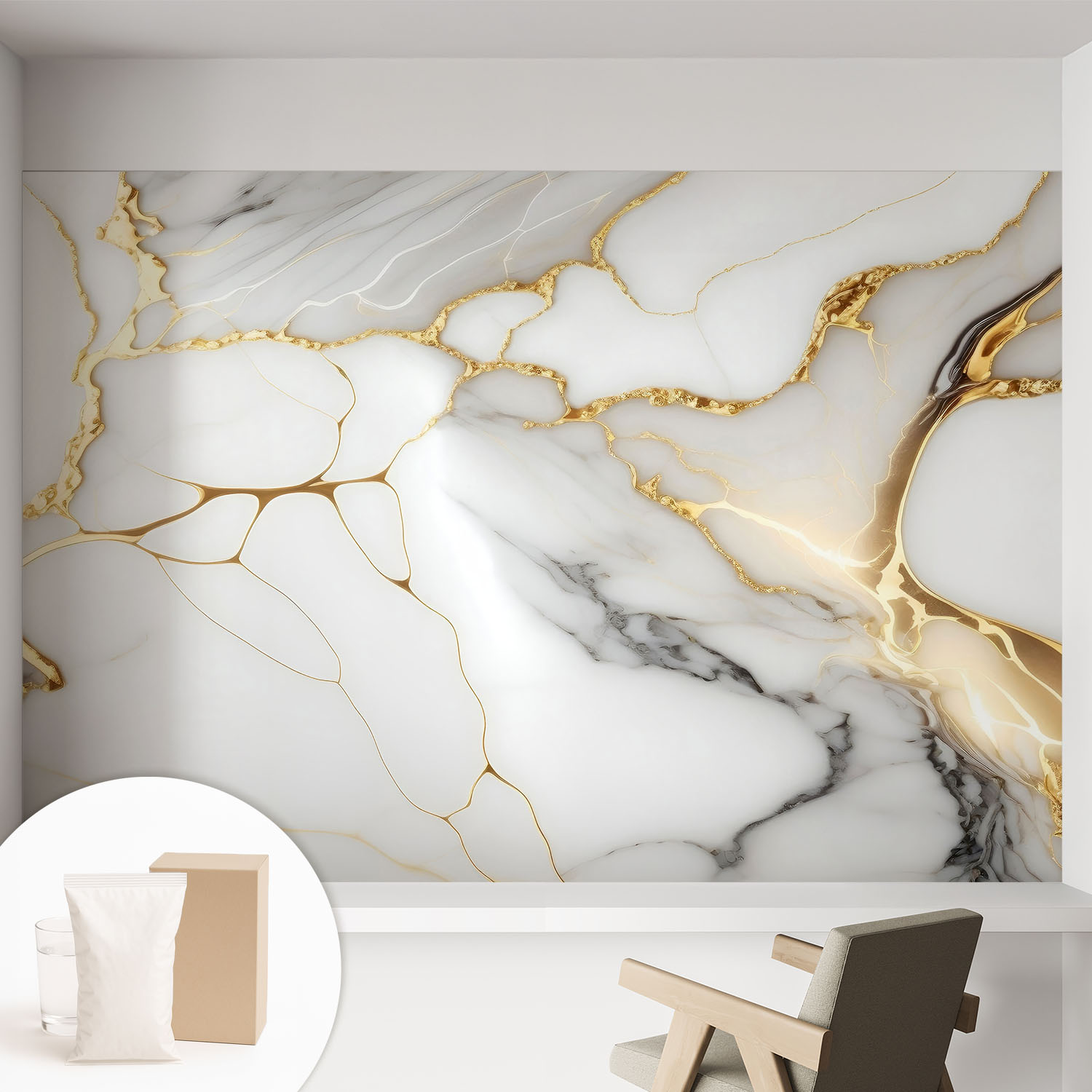 Papier Peint Intissé Décoratif Avec Colle Pour Salon Chambre Et Bureau Installation Rapide Élégance Marbrée 152x104 Cm