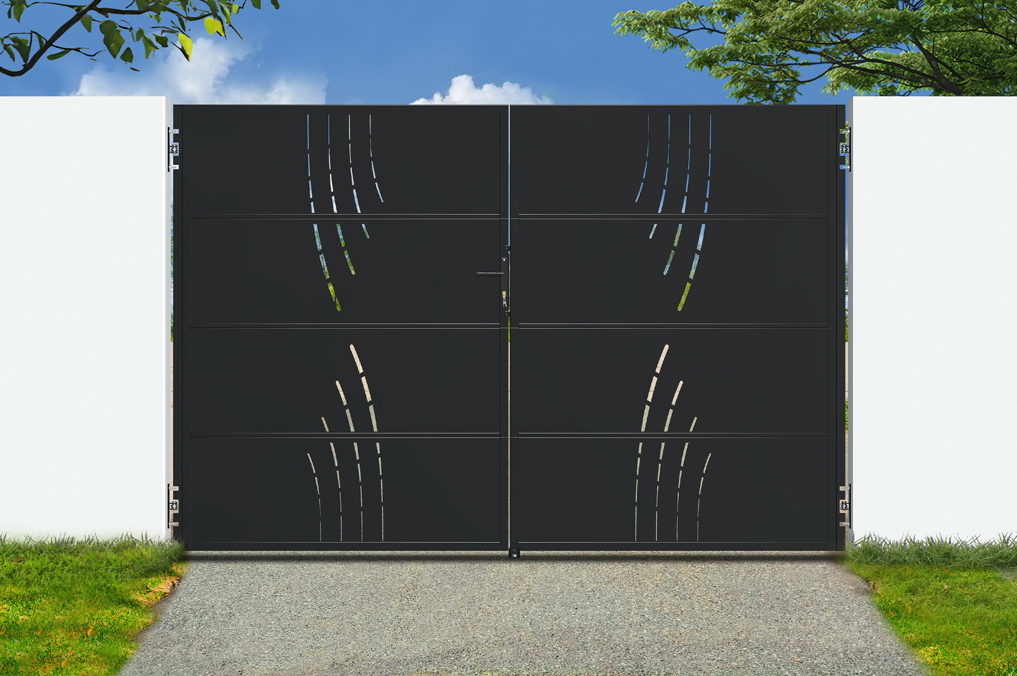 Portail Acier Noir Mat 3,5m Nali Veleta H.120cm