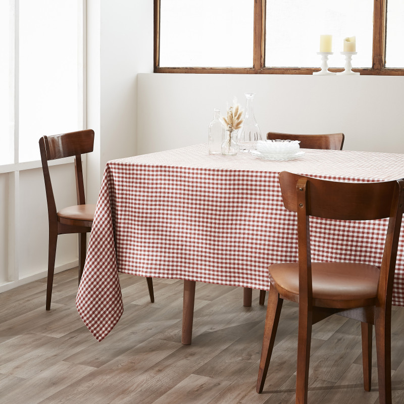 Nappe De Table "vickie" 150 X 350 Cm "gaze De Coton Tissé Teint" L'Effet Papillon - Vickie Terracotta -