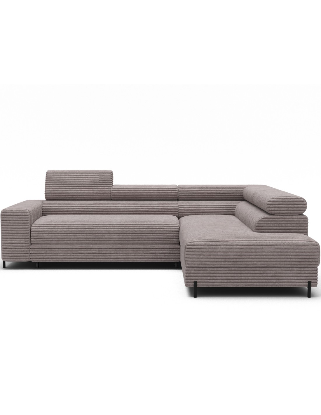 Canapé D'Angle Colesia Convertible 5 Places Blanc Crème Velours Côtelé - Droit - 274x200cm
