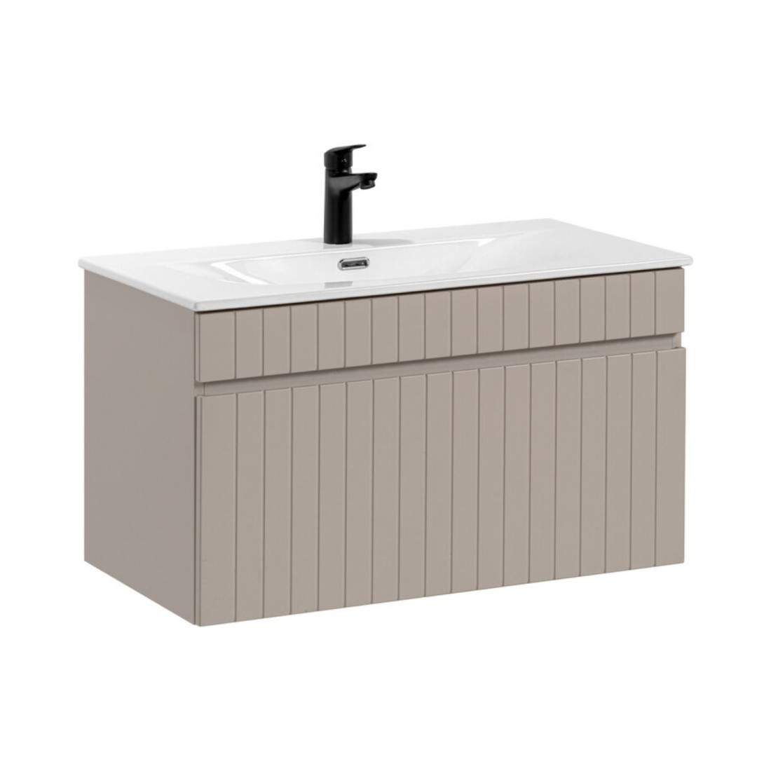Ensemble De Salle De Bain Icon: Meuble Sous Vasque 80cm Cachemire + Vasque À Encastrer Blanche