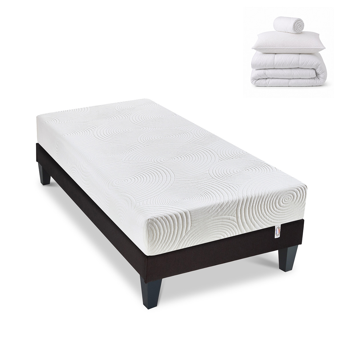 Prêt-à-dormir Héra Avec Sommier, Couette, Oreillers Et Protège-matelas - 90x200 Cm