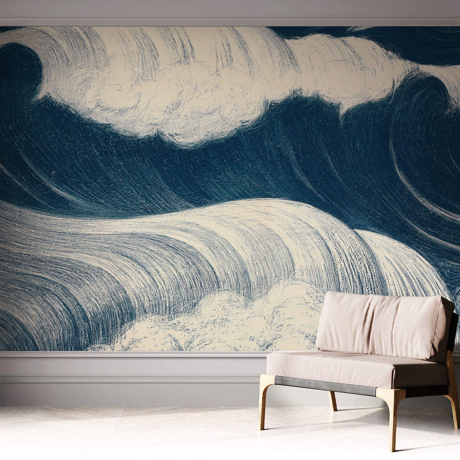 Papier Peint Autocollant Avec Imprimé Pour Intérieur Moderne Application Facile A Motif Vagues De La Mer 312x219 Cm