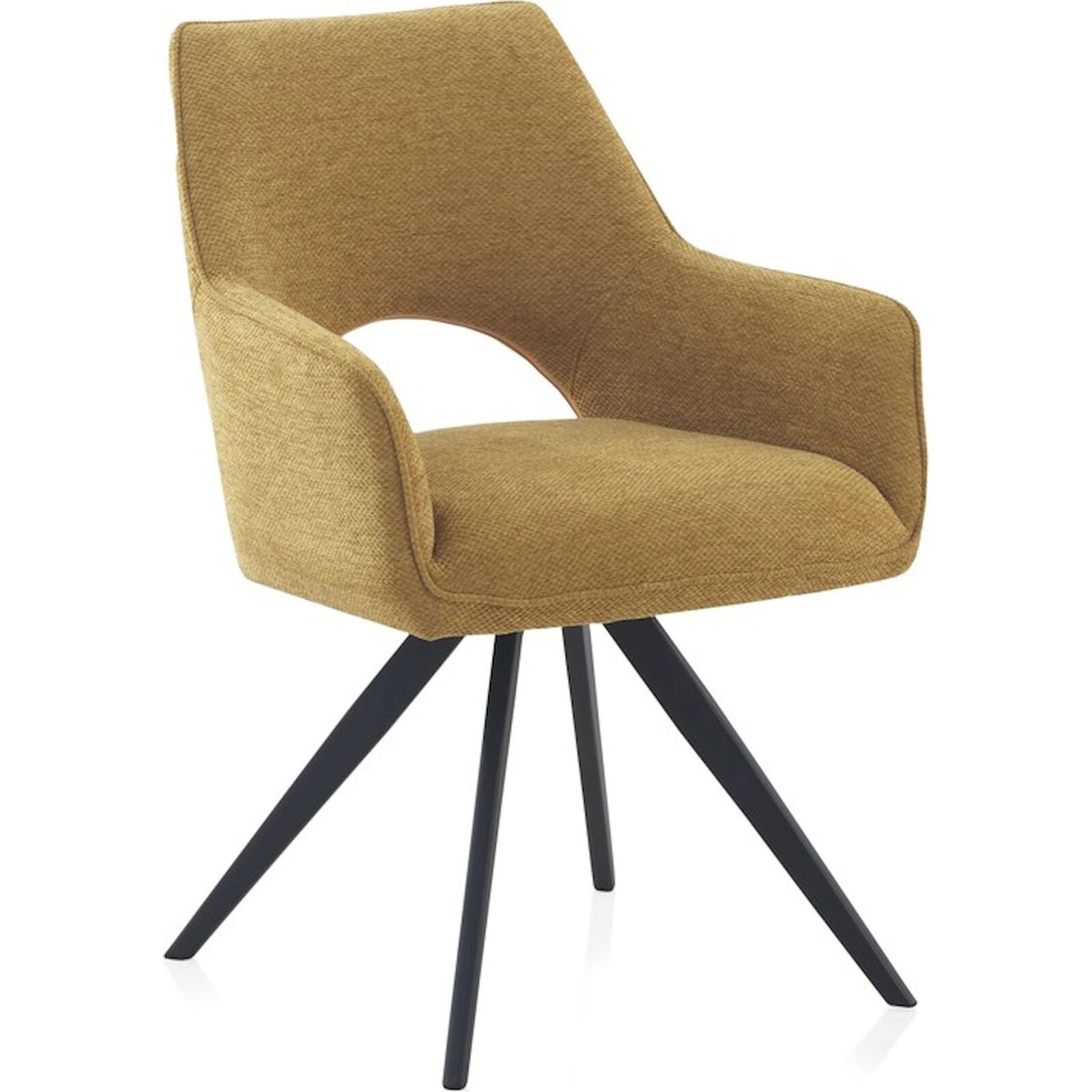 X4 Fauteuils Tapissé Pivotant Moutarde Pieds Métal Noir Design - Moutarde Tissu Pieds Métal Noir