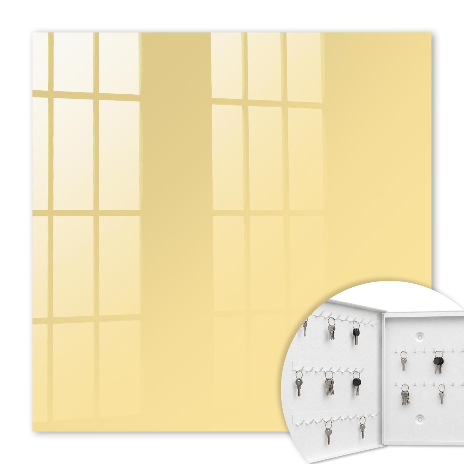 Armoire À Clés - (30 Cm X 30 Cm) - Boîte À Clés Murale - Coffret De Rangement Pour Clés - Couleur Blanche - Ouverture Vers La Gauche - Pour Maison Et Bureau - Orange Pastel