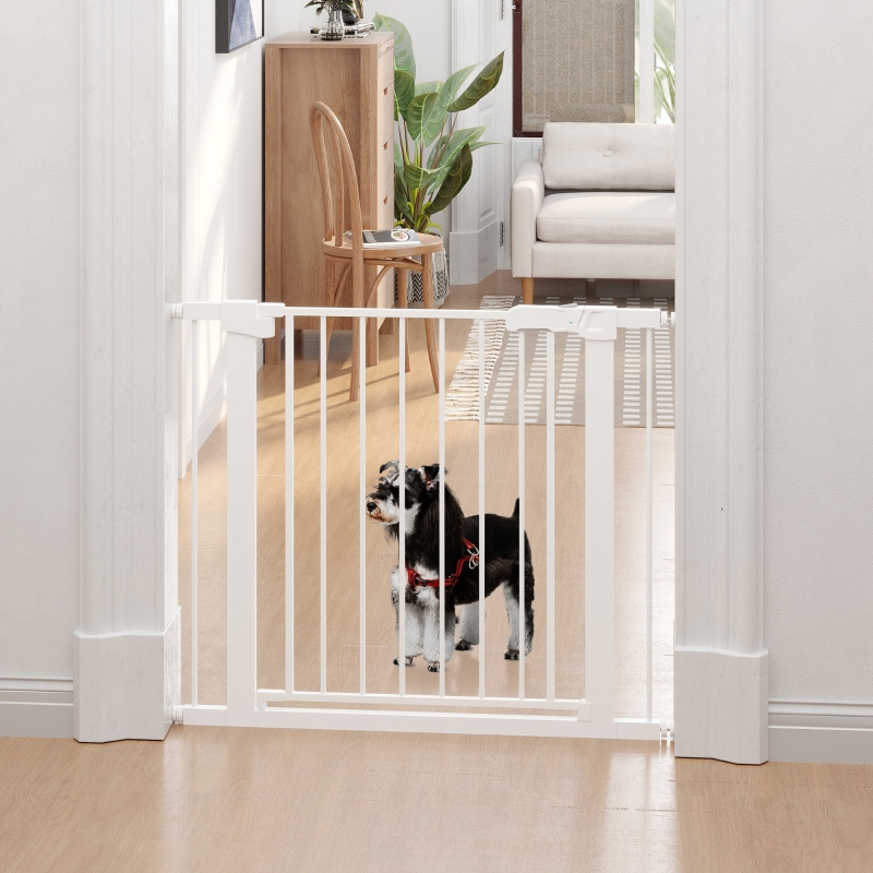 Barrière De Sécurité Sans Perçage, Extensible 75-96 Cm, Ouverture À Une Main, Acier Blanc