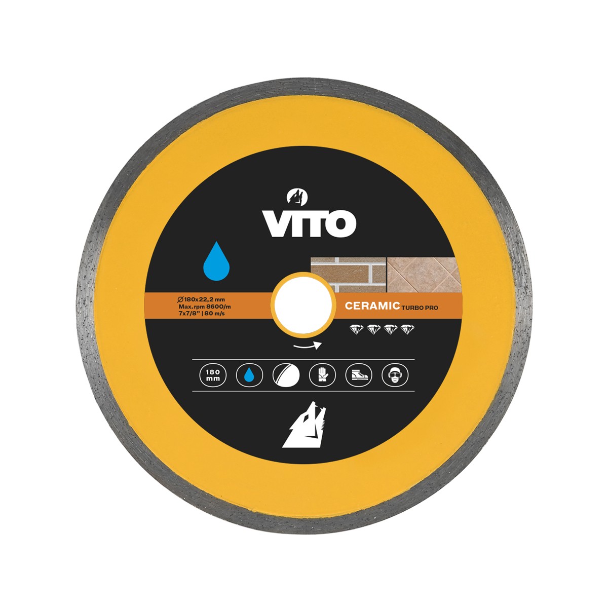 Vito - Disque Diamant 180mm Coupe À Eau Alesage 22.5mm