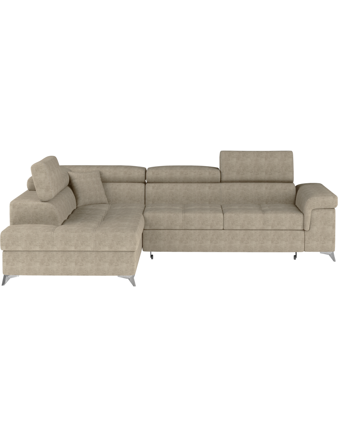 Canapé D'Angle Convertible Palazzo 4 Places Beige - Angle Gauche Avec Coffre