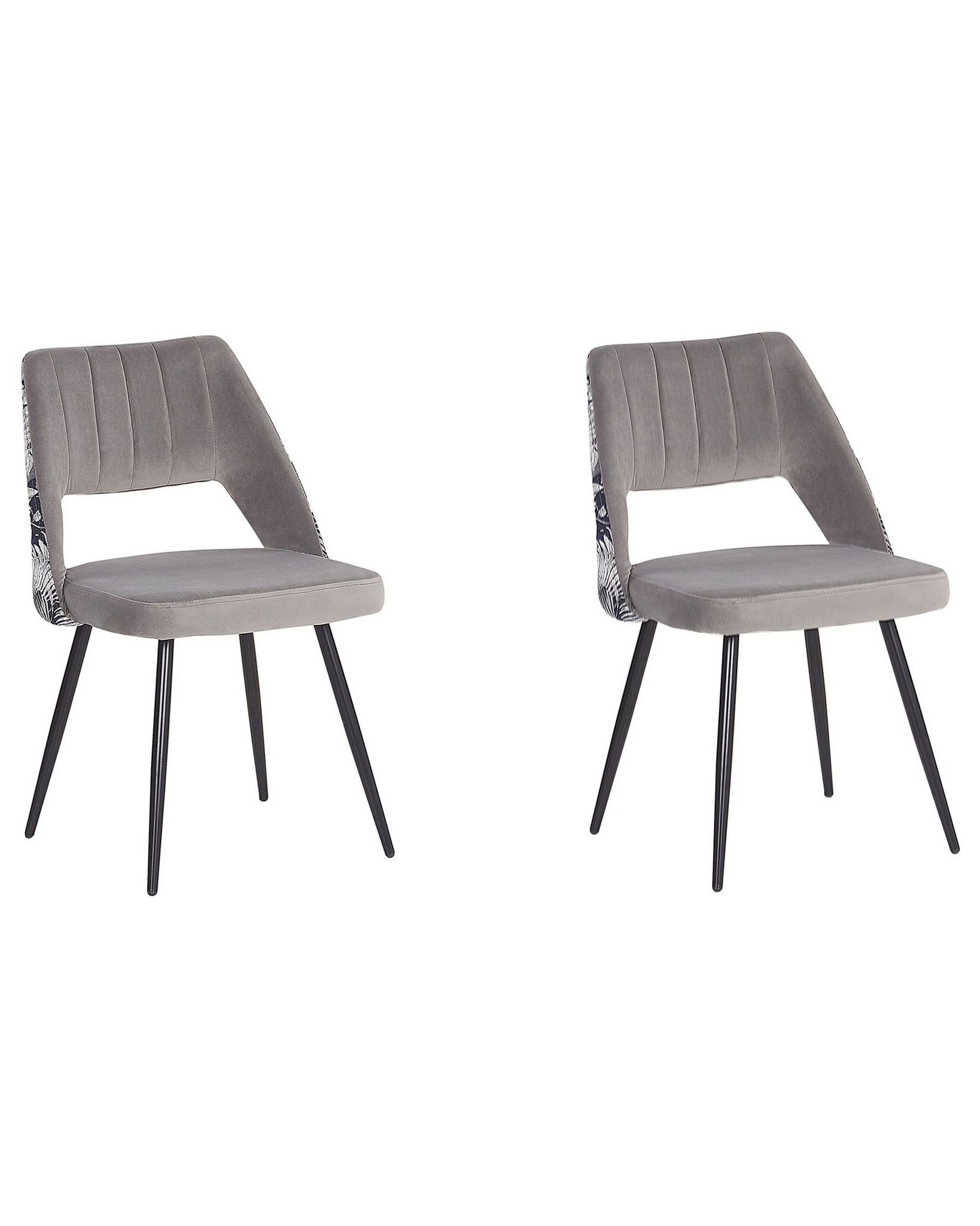 Beliani - Lot De 2 Chaises De Salle À Manger En Velours Gris Clair Avec Pieds Obliques En Acier Noir Style Glamour Pour Intérieur Chic Et Tendance