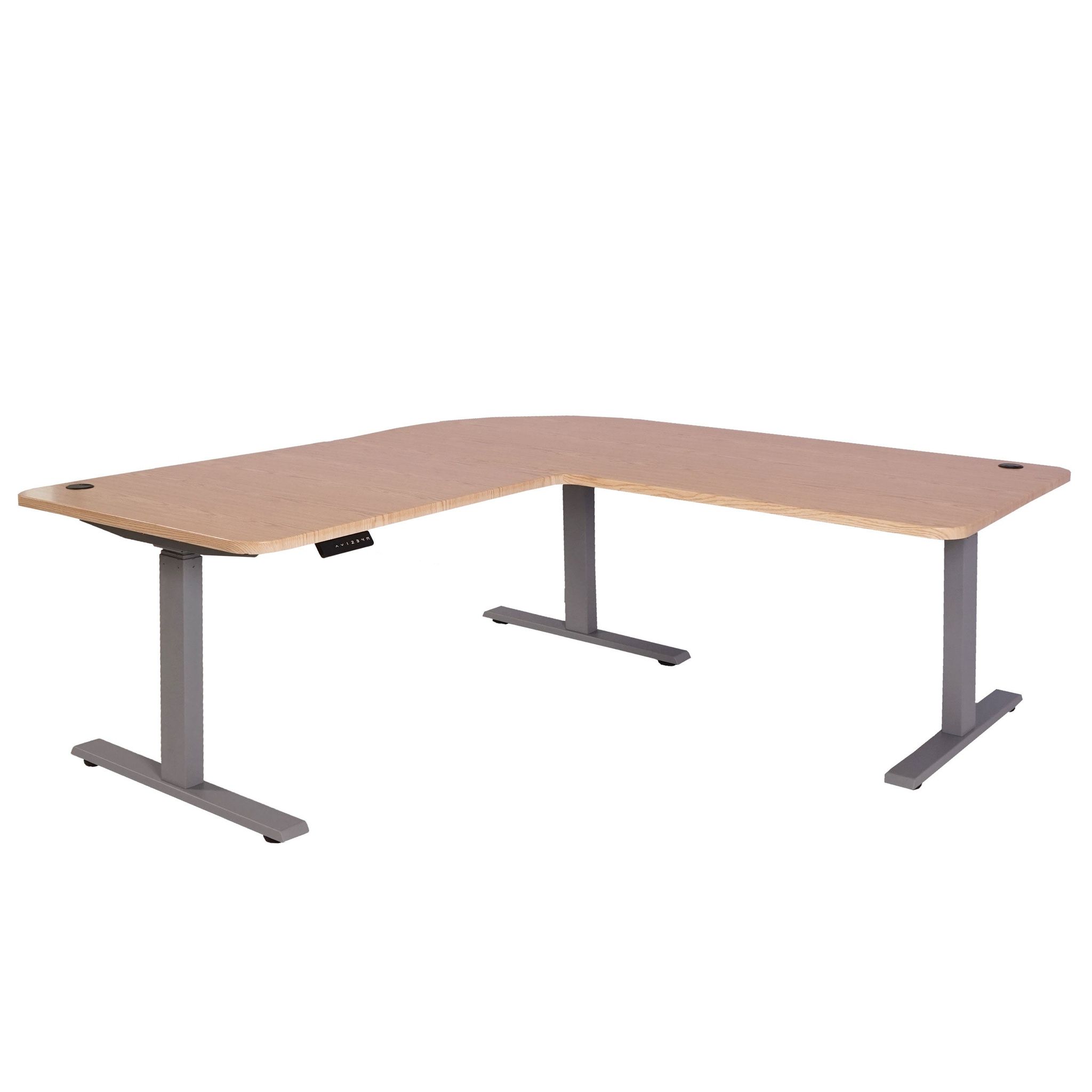Bureau D'angle Électrique Réglable En Hauteur 178 Cm Bois Gris Marron 3 Moteurs 04_0010633