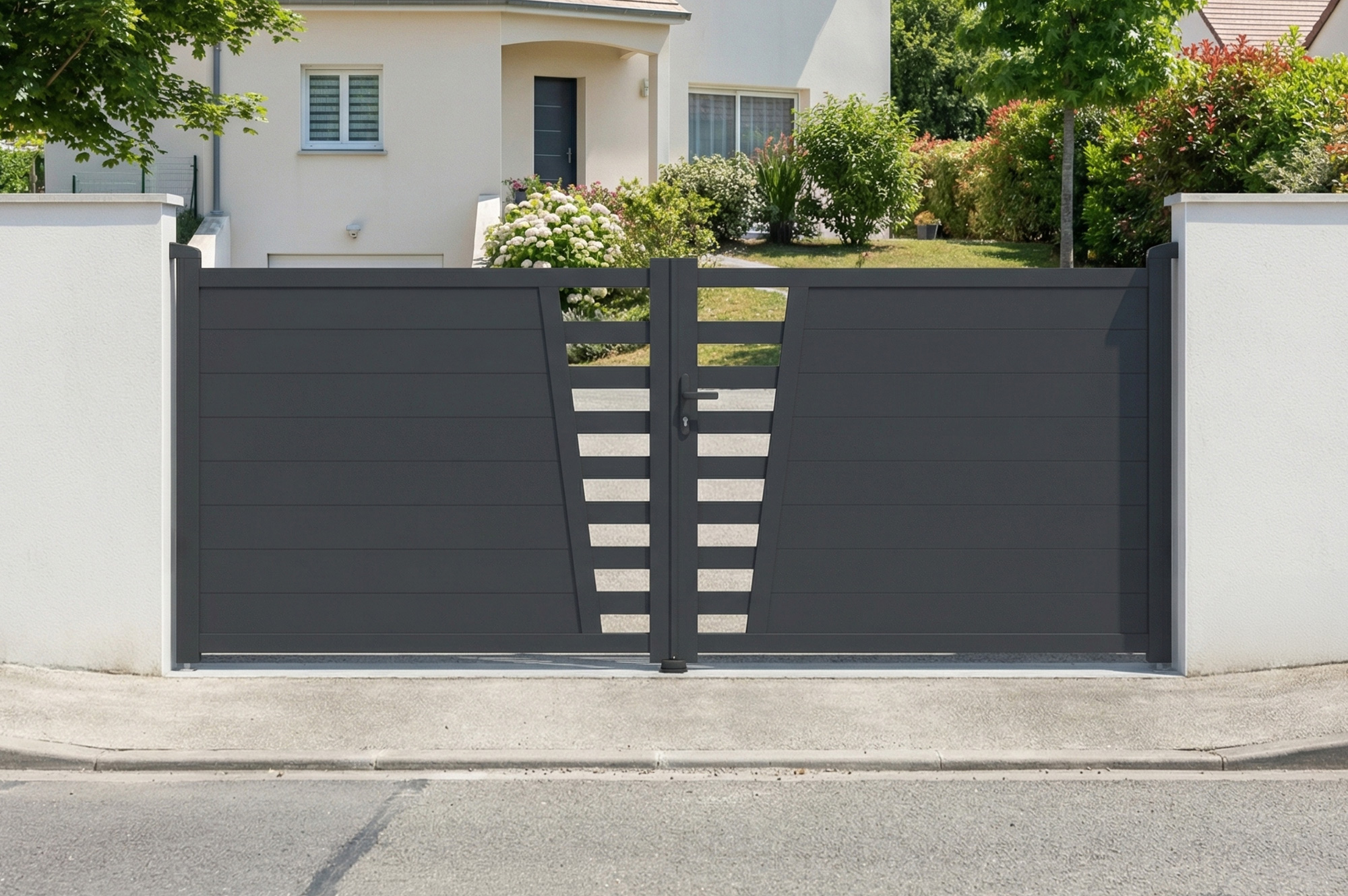 Portail Battant 3,5m Cervina H.140cm Aluminium Gris