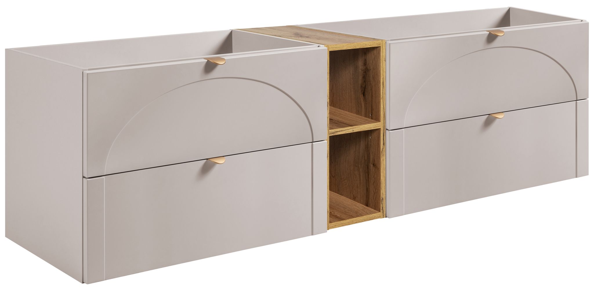 Meuble Sous Vasque Suspendu Aura Cachemire Avec Étagère Chêne Craft 180 Cm K
