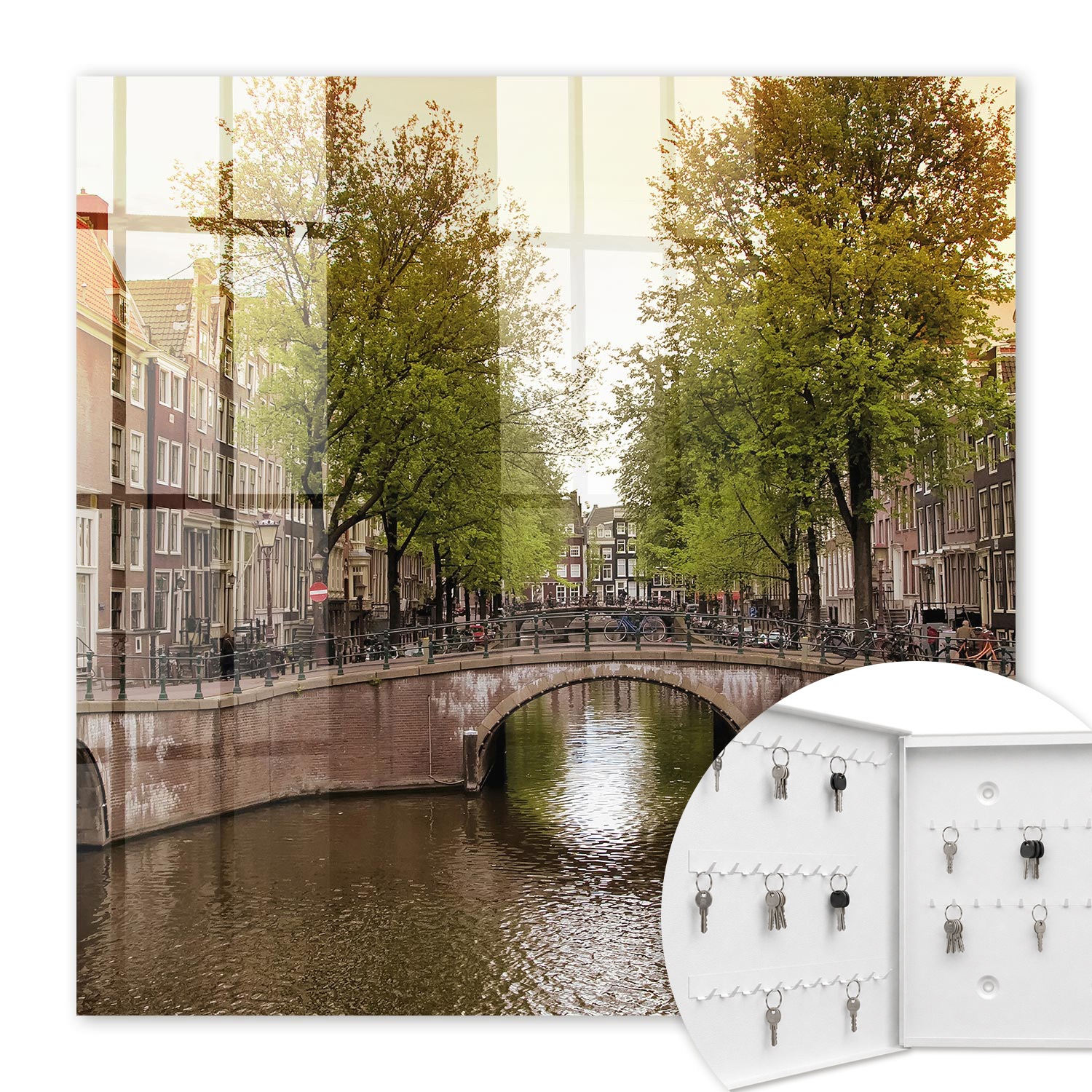 Armoire À Clés - (30 Cm X 30 Cm) - Boîte À Clés Murale - Coffret De Rangement Pour Clés - Couleur Blanche - Ouverture Vers La Gauche - Pour Maison Et Bureau - Canal De La Ville