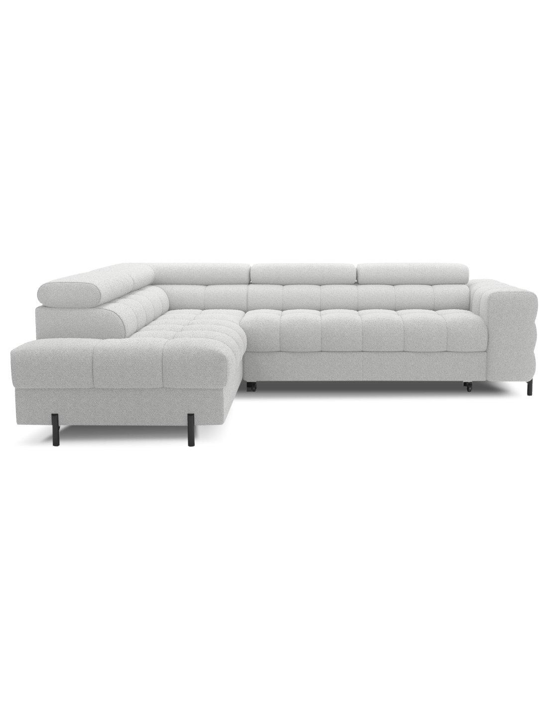 Canapé Convertible Gris Clair Ferrum 5 Places Angle Gauche Avec Têtières 276x93x200cm