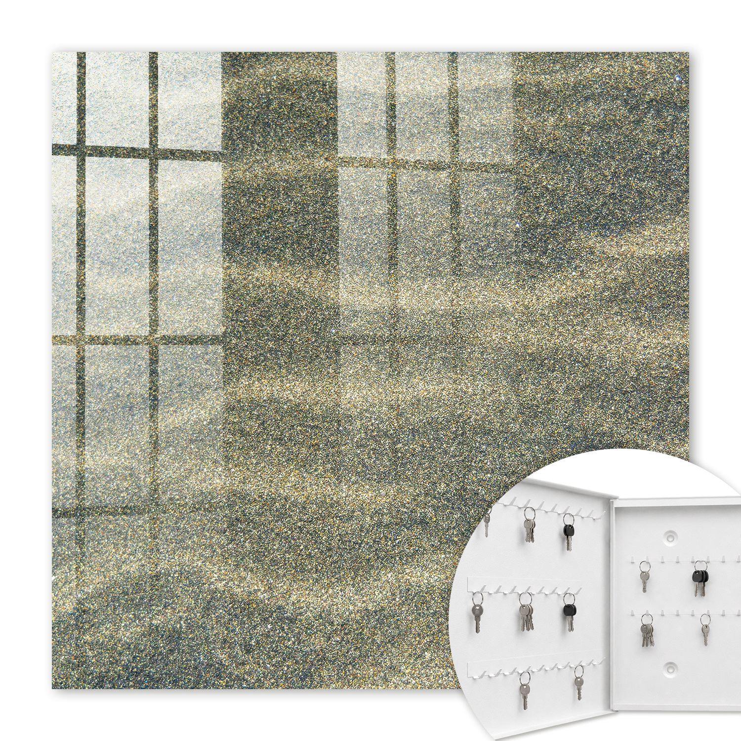 Armoire À Clés - (30 Cm X 30 Cm) - Boîte À Clés Murale - Coffret De Rangement Pour Clés - Couleur Blanche - Ouverture Vers La Gauche - Pour Maison Et Bureau - Vagues De Sable
