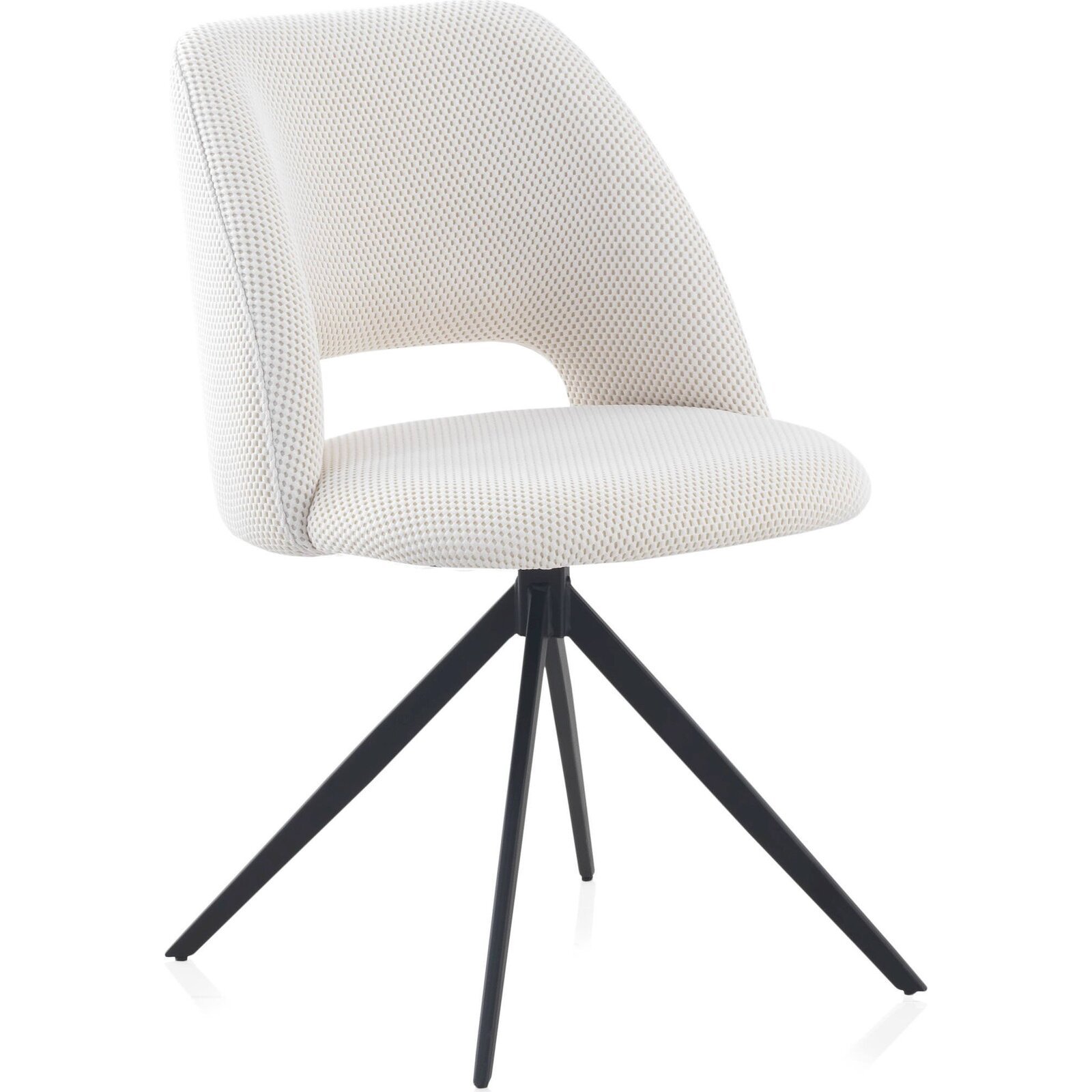 X4 Chaises Pivotante Blanche Tissu Nid D'Abeille Pieds Métal Noir - Blanc Nid D'Abeille Et Noir Mat