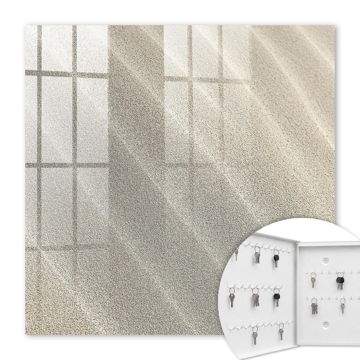Armoire À Clés - (30 Cm X 30 Cm) - Boîte À Clés Murale - Coffret De Rangement Pour Clés - Couleur Blanche - Ouverture Vers La Gauche - Pour Maison Et Bureau - Vagues D'Écume
