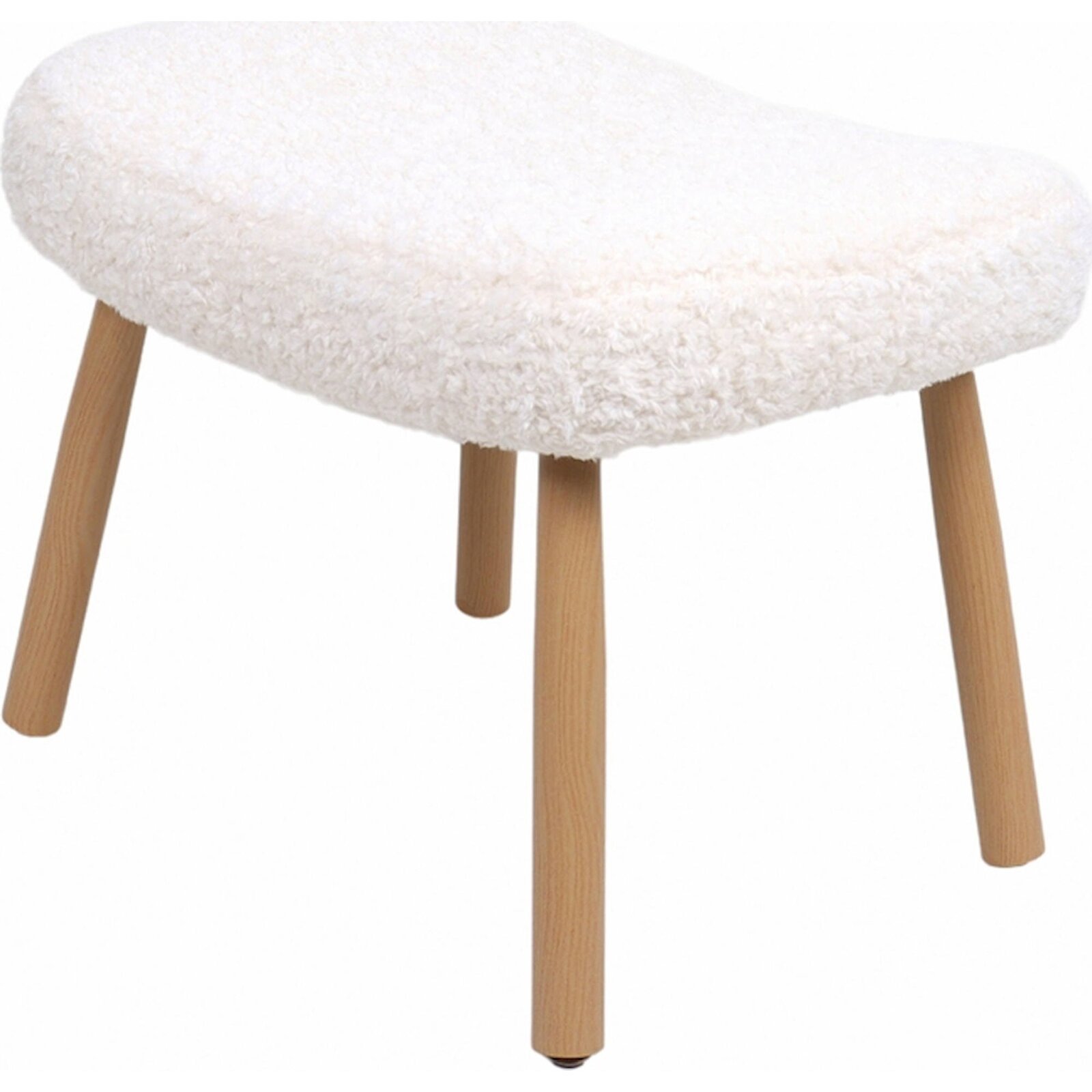 Tabouret Design Blanc Assise Mouton Confort Et Style Scandinave - Blanc Effet Laine Mouton